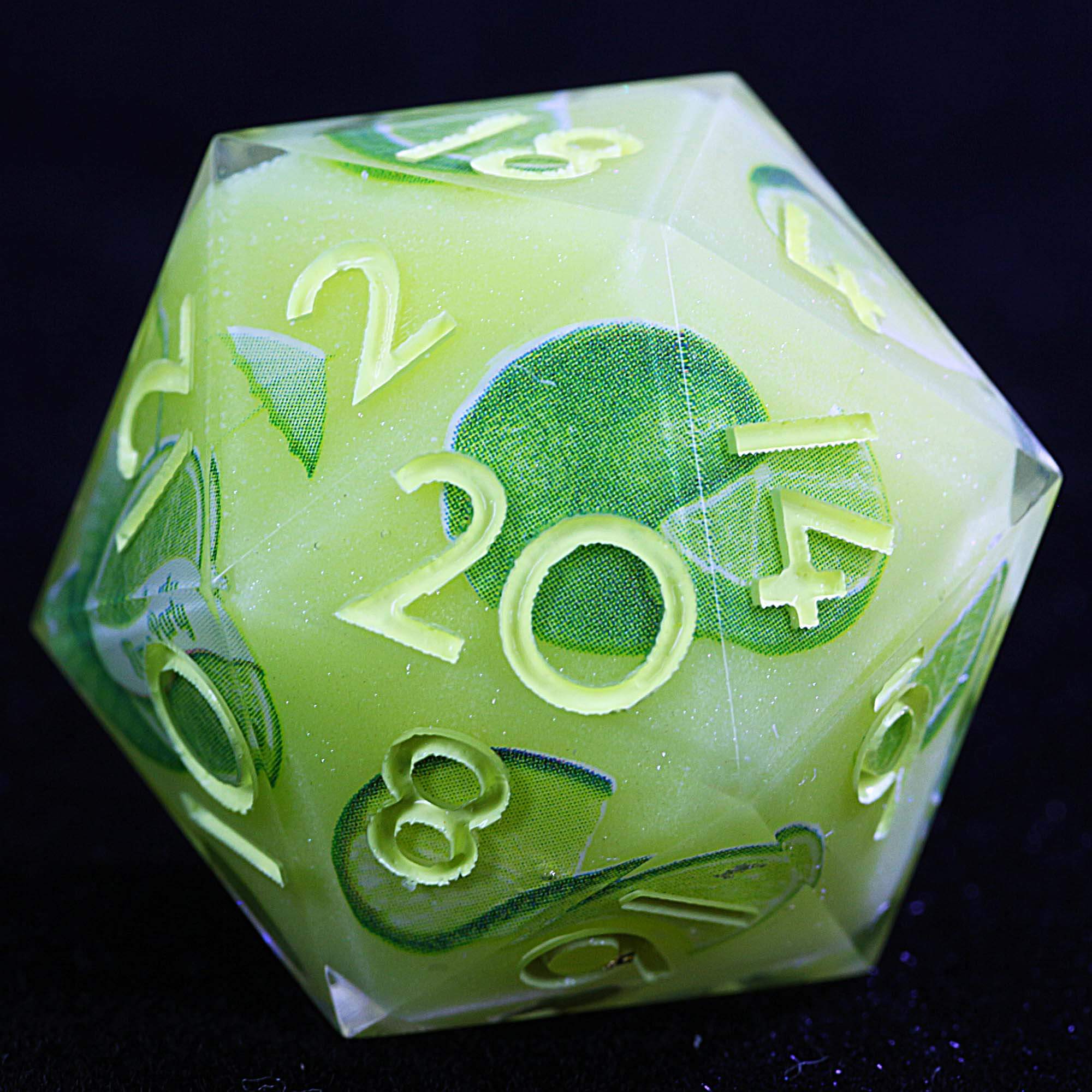 9 Polyhedral Resin Dice D and D Set Verdant Citrus Fresh - Dice of Dragons
