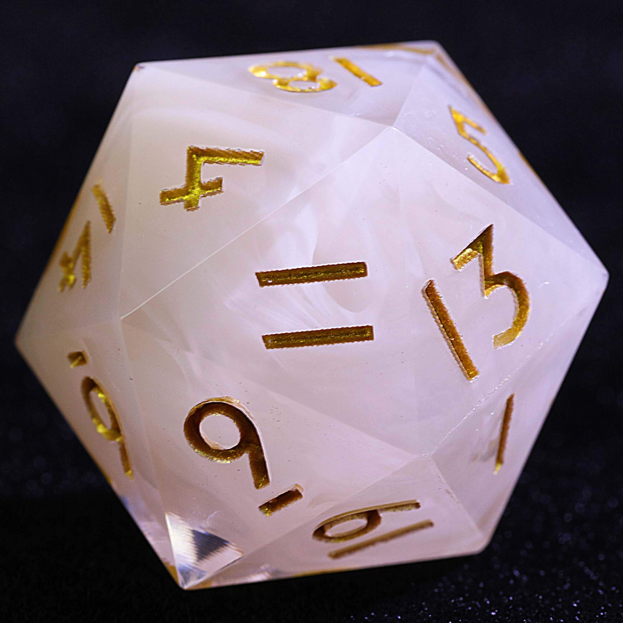 9 Polyhedral Resin Dice D and D Set White Clouds - Dice of Dragons