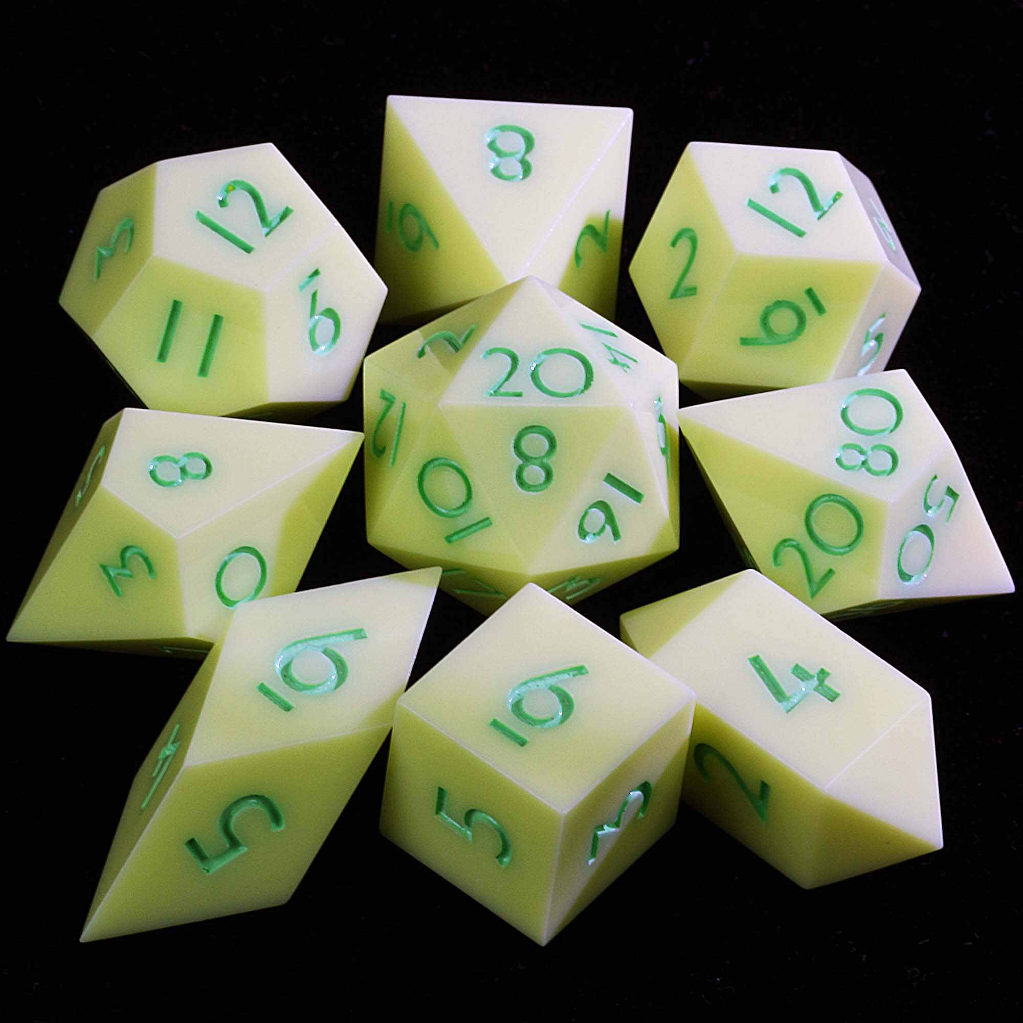 9 Polyhedral Resin Dice D and D Sets Honey Dawn Petal - Dice of Dragons