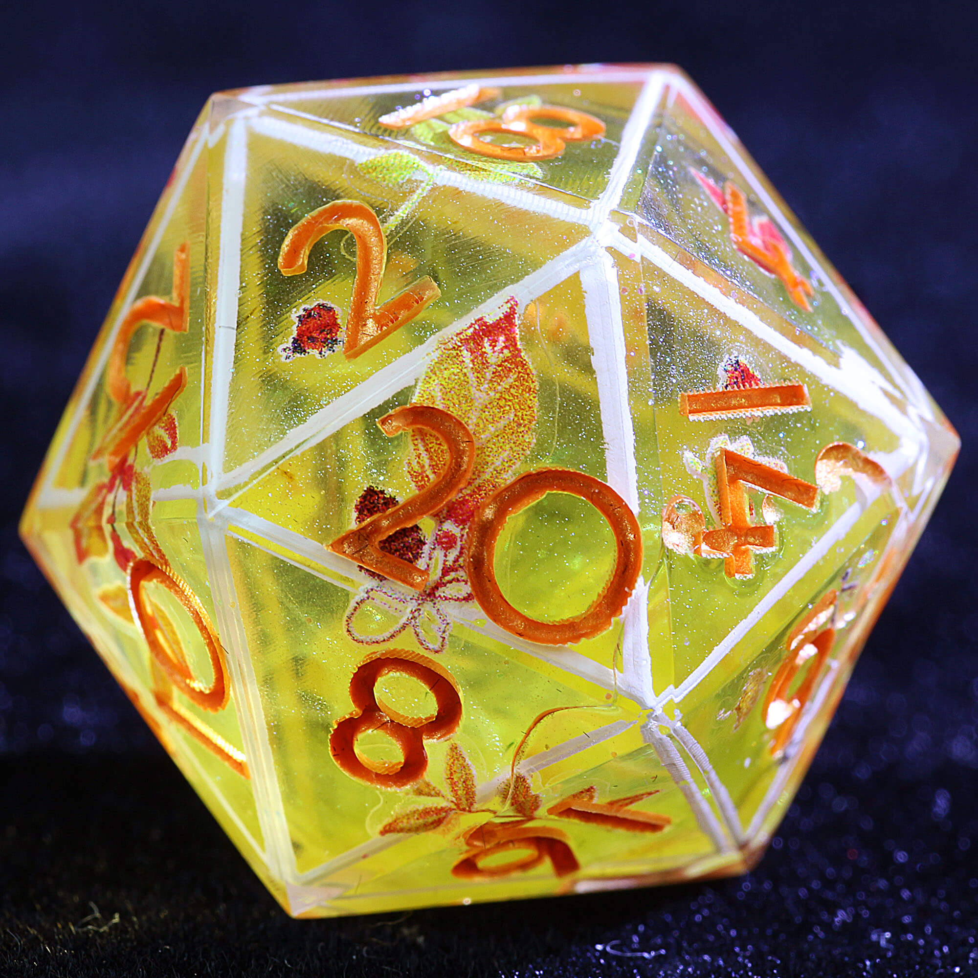 9 Polyhedral Resin Dice Sets D and D Amber Squirrel Cache - Dice of Dragons