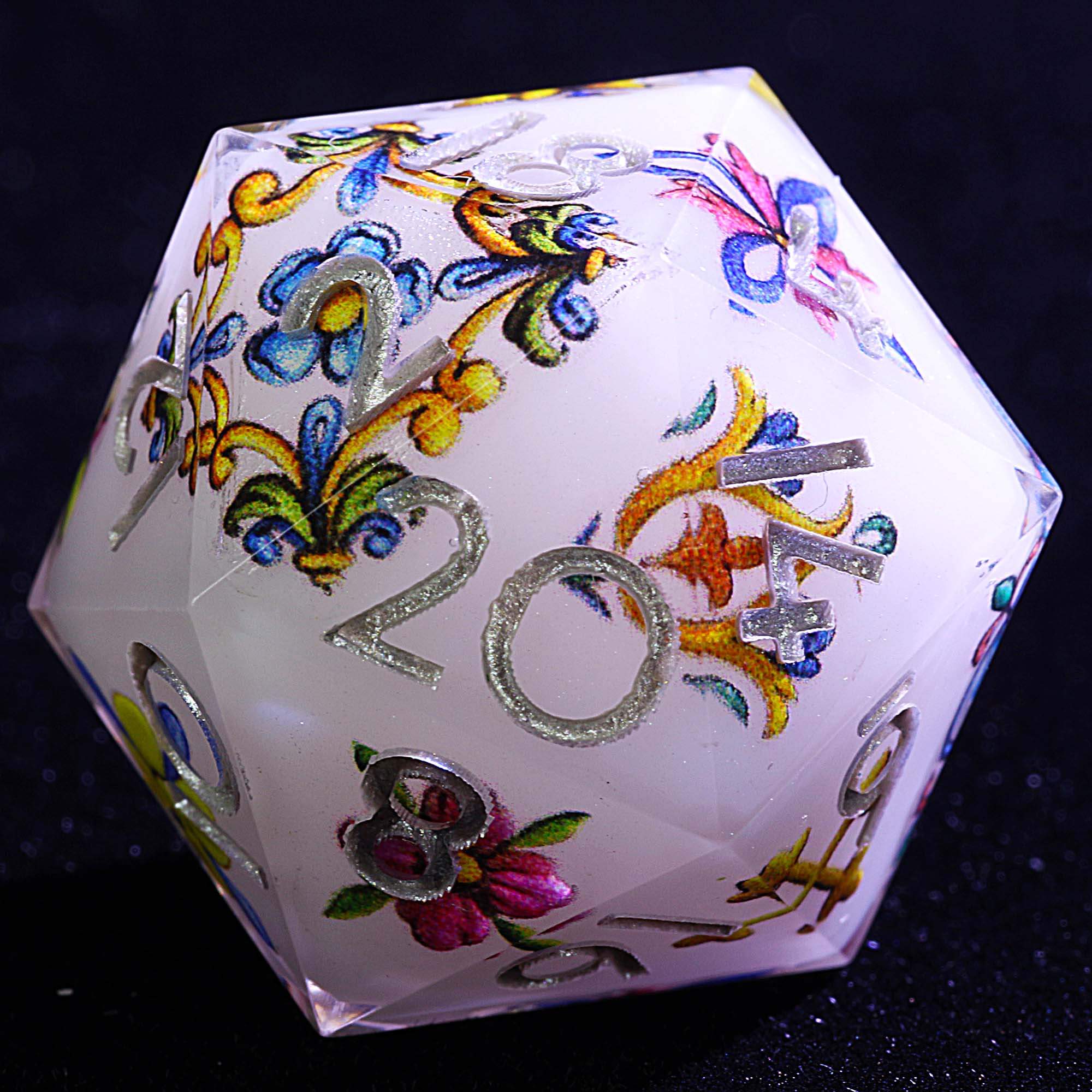 9 Polyhedral Resin Dice Set DD Flower Sigil Oracle - Dice of Dragons