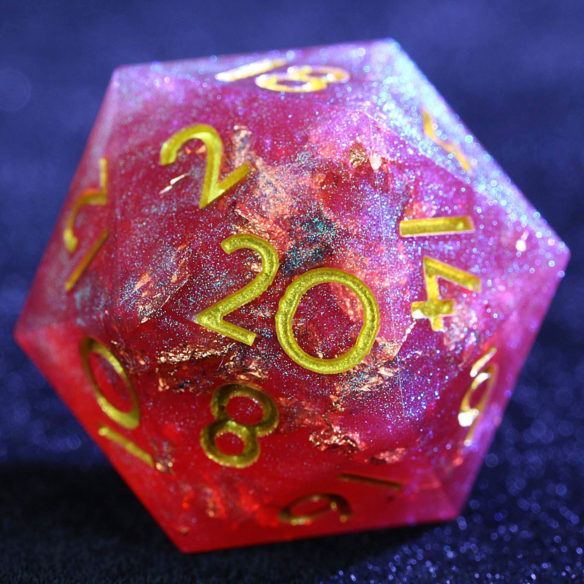 9 Polyhedral Resin Dice DD Sets Red Holographic with Gold Flake - Dice of Dragons