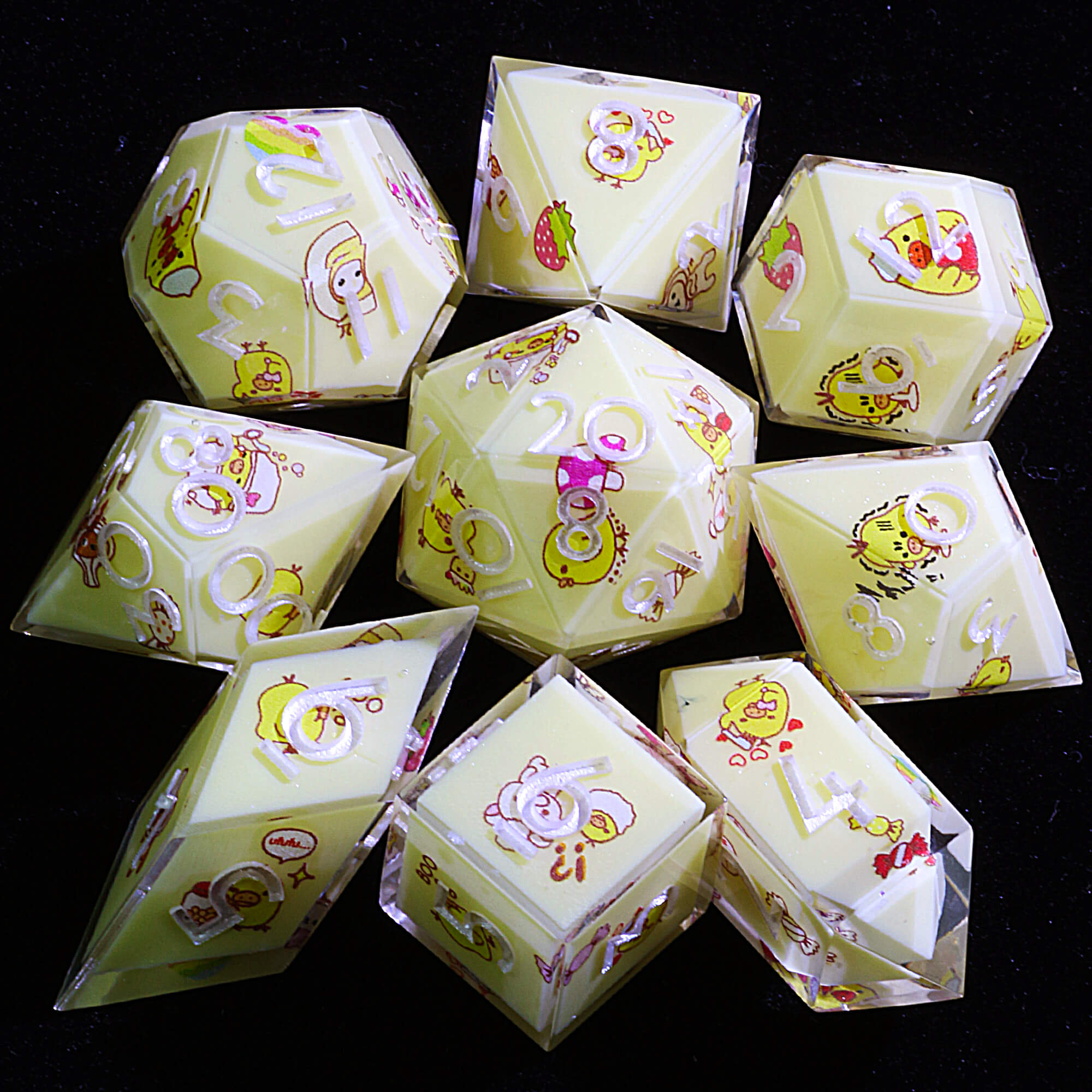 9 Polyhedral Resin Dice DD Set Cute Barn - Dice of Dragons