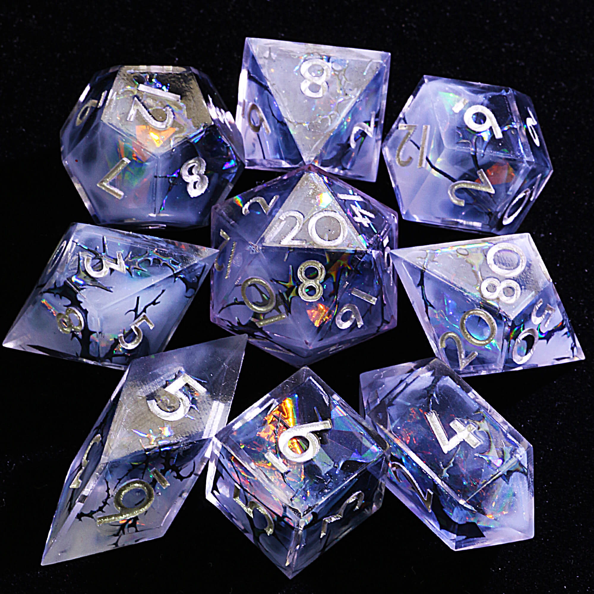 9 Polyhedral Resin Dice DD Sets Black Thorn - Dice of Dragons