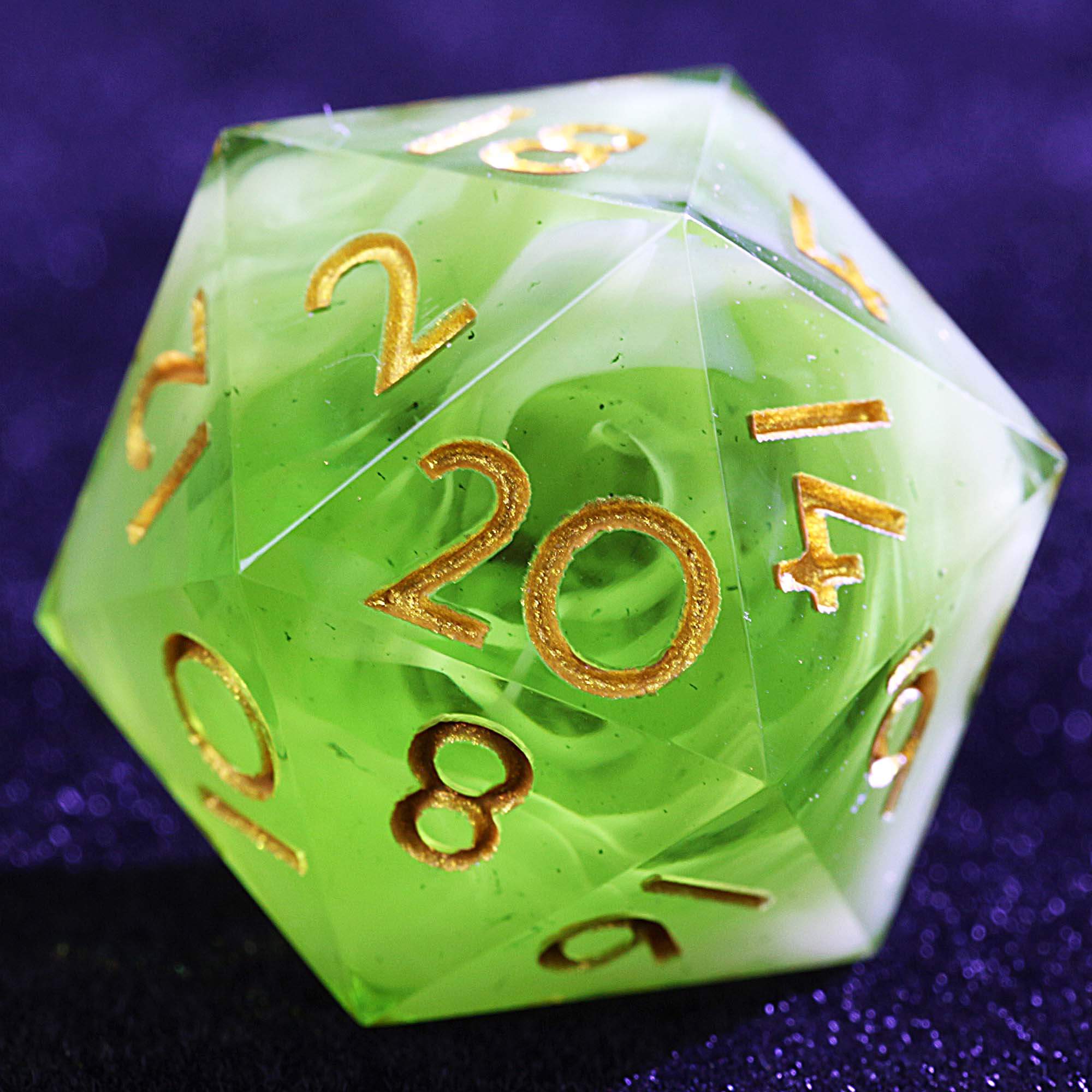 9 Polyhedral Resin Dice DnD Set Green Pastel Cloud - Dice of Dragons
