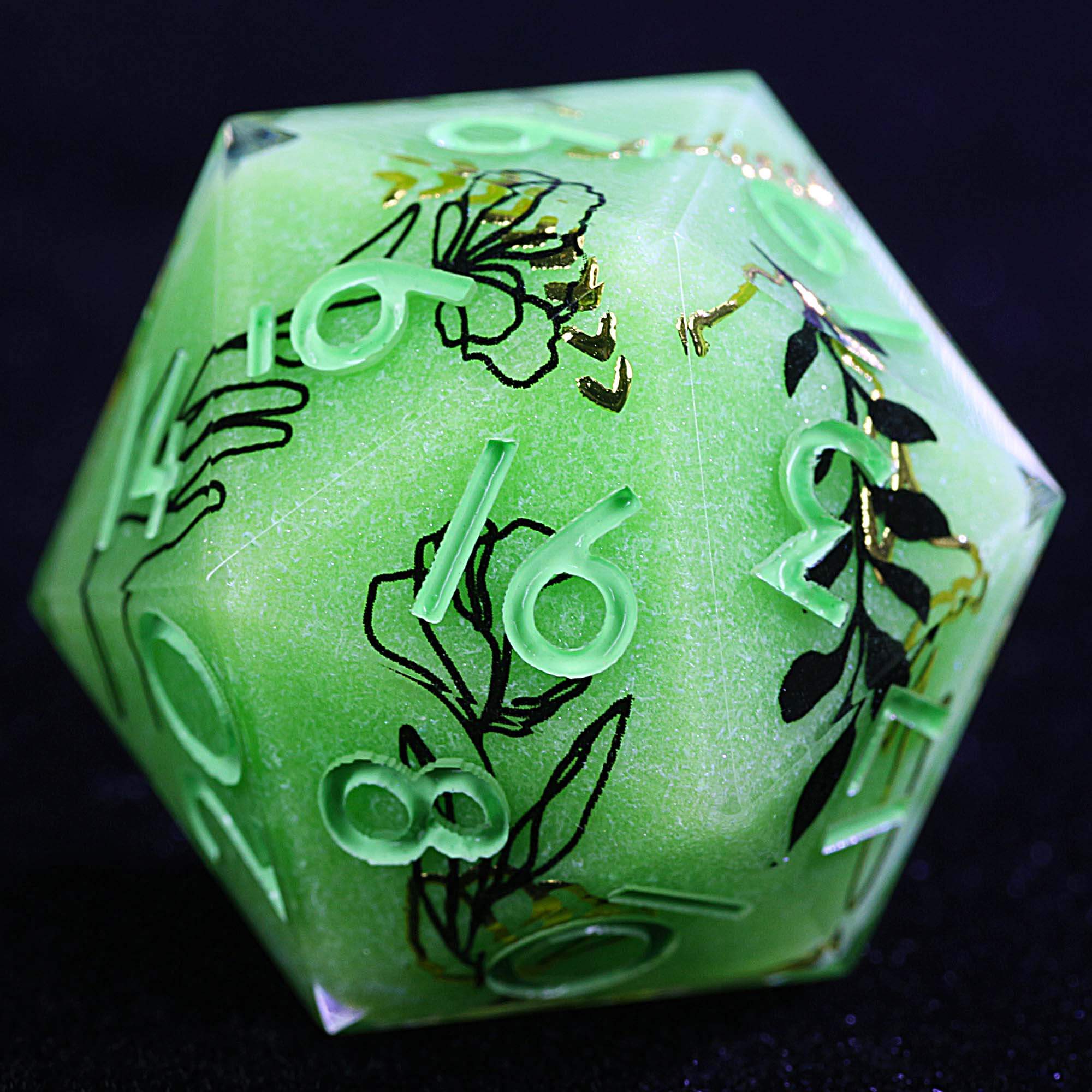 9 Polyhedral Resin Dice D&D Sets Macaron Flora Glyph - Dice of Dragons