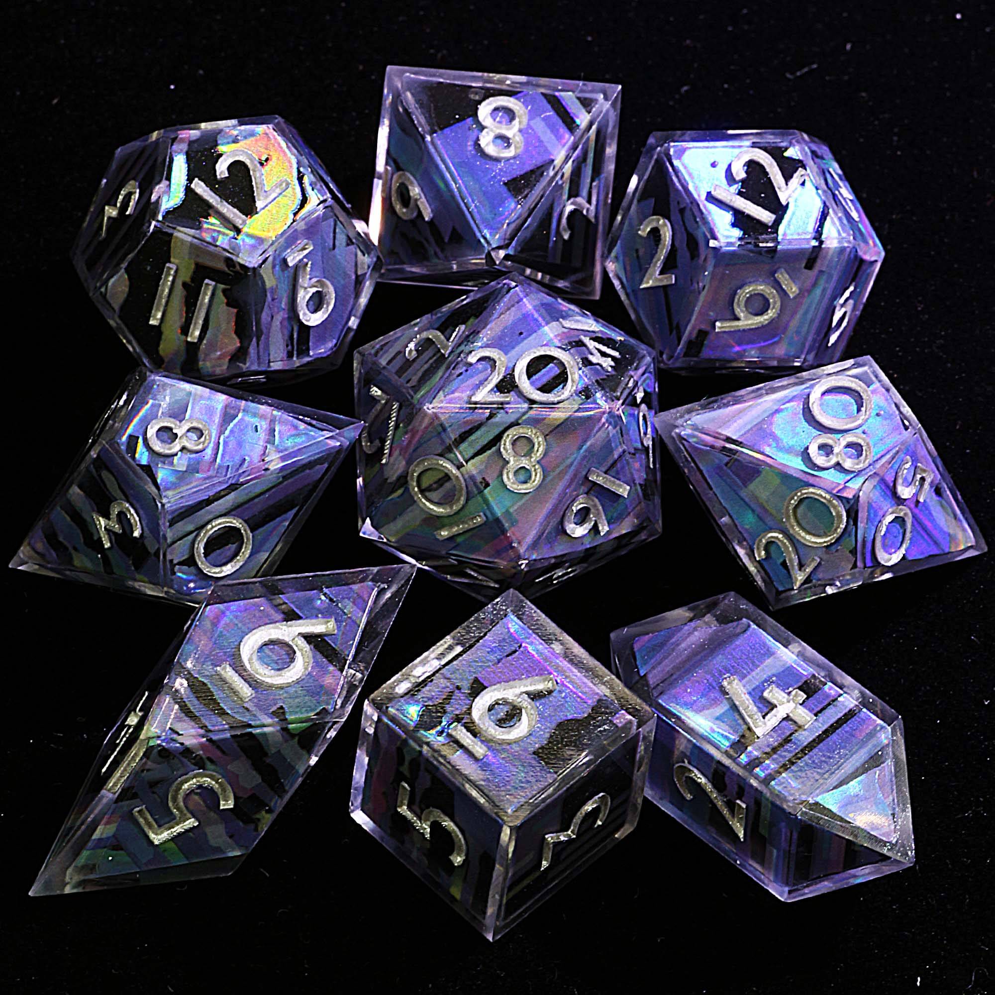 9 Polyhedral Resin Dice DnD Set Circuit Fault - Dice of Dragons