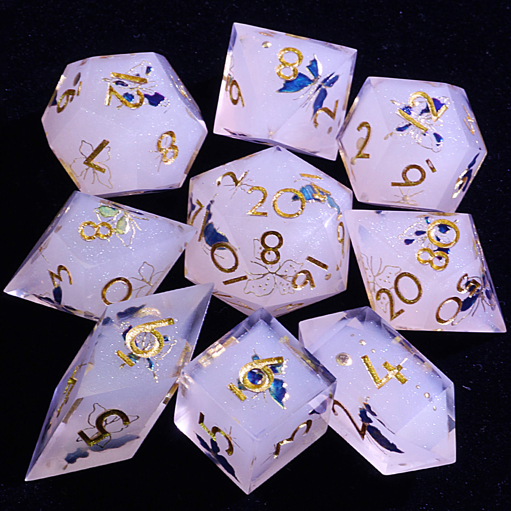 9 Polyhedral Resin Dice DnD Sets Gold Scale - Dice of Dragons