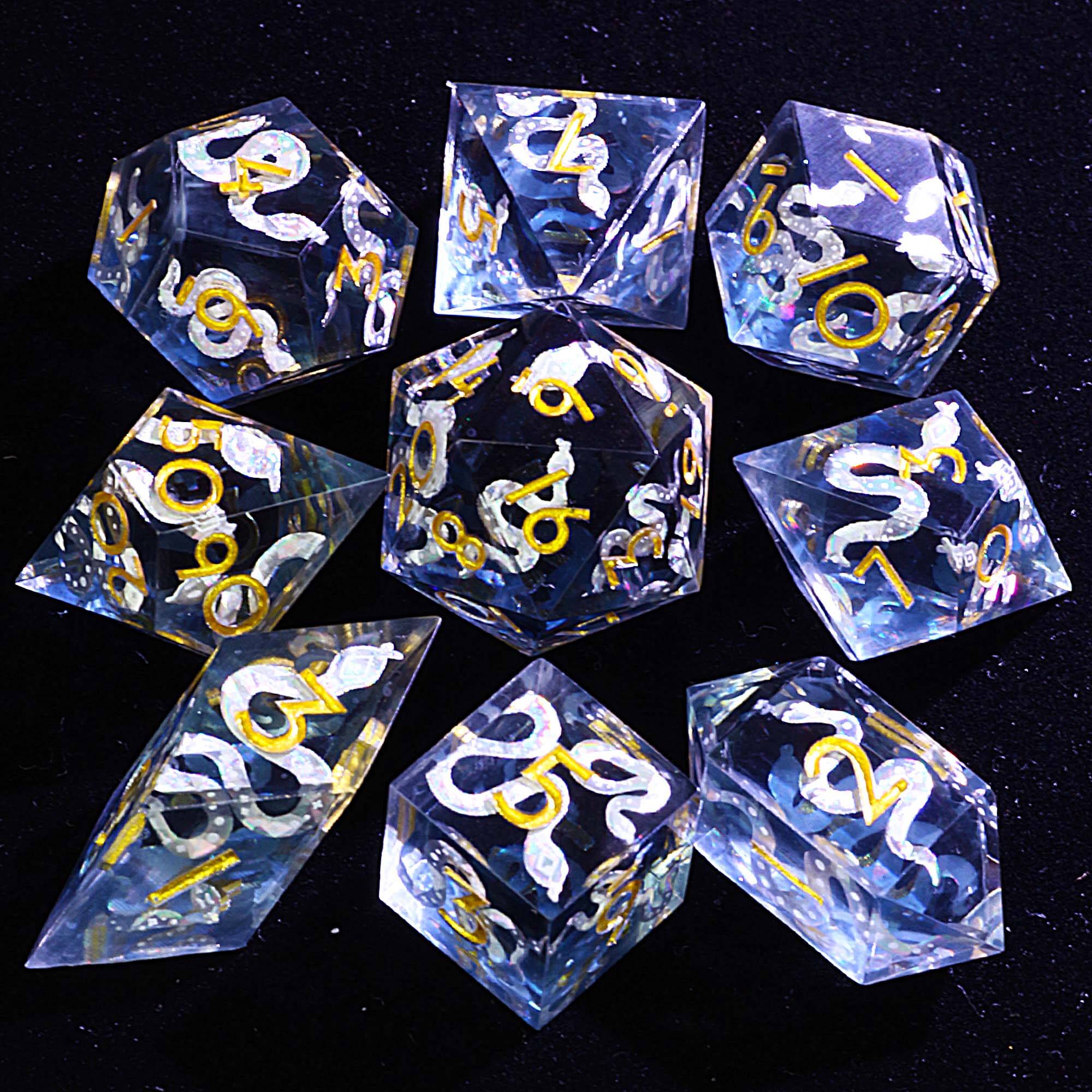 9 Polyhedral Resin Dice Set DnD Abyssal Serpent Omen - Dice of Dragons