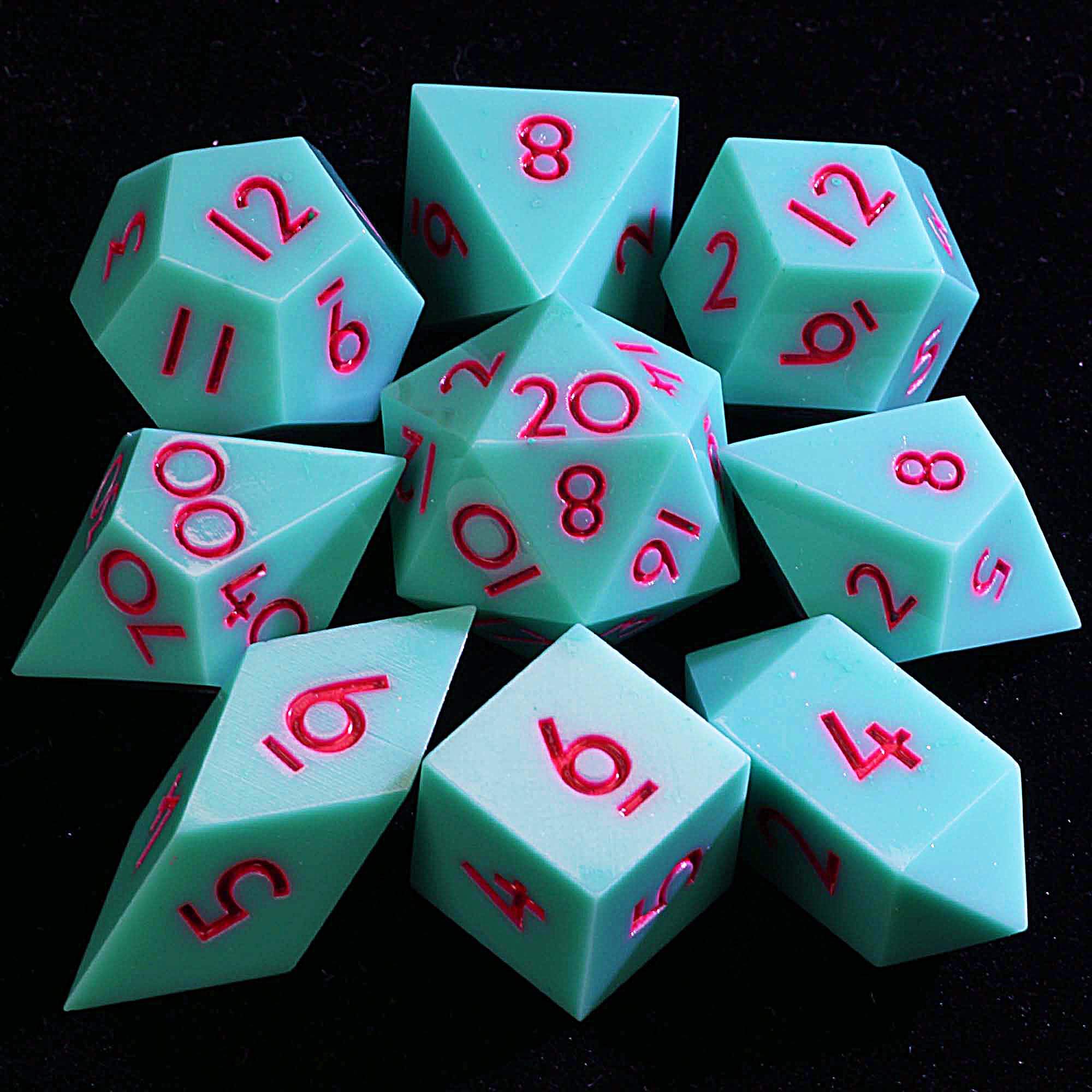 9 Polyhedral Resin Dice Sets D and D Peacock Green - Dice of Dragons