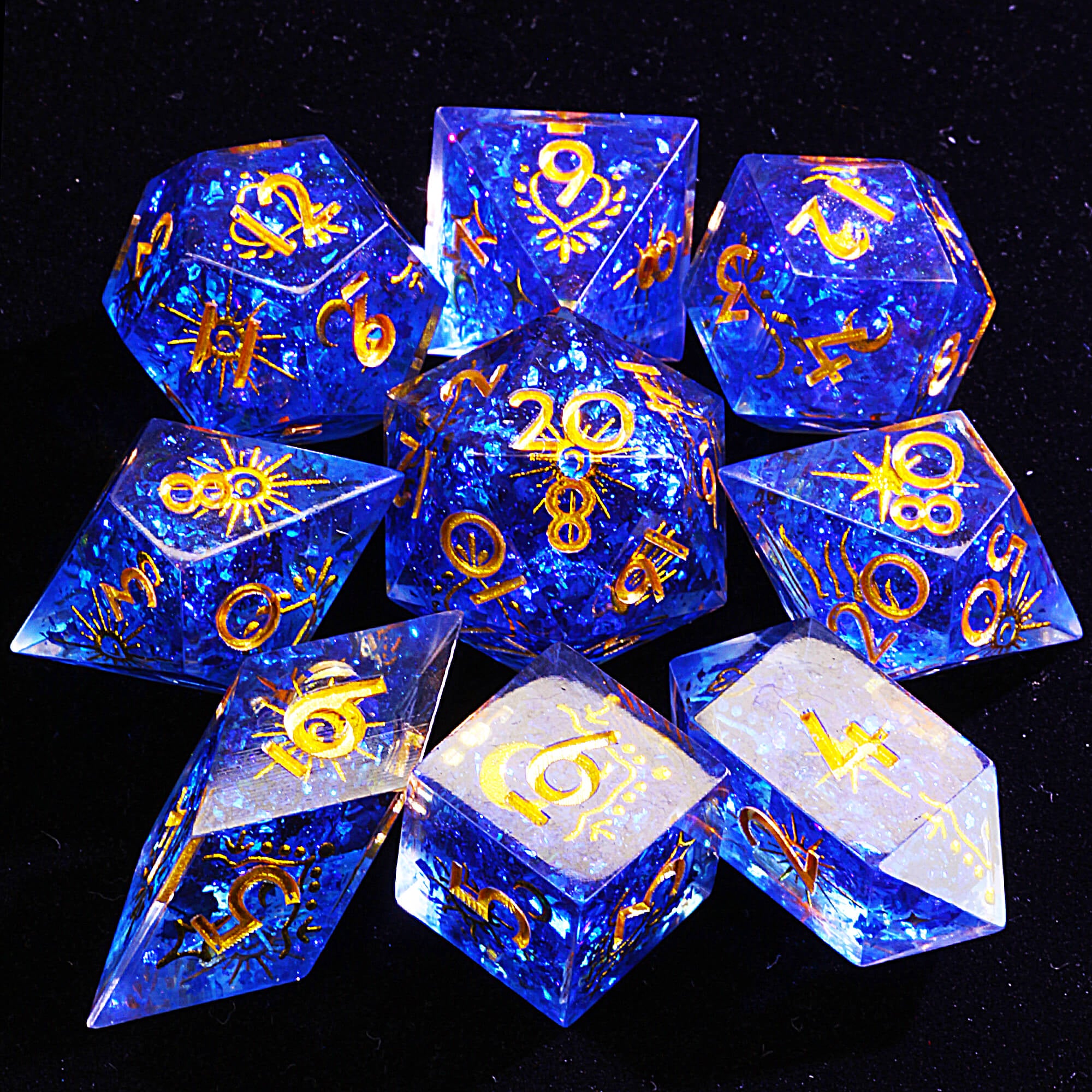 9 Polyhedral Resin Dice Sets D and D Star Oracle