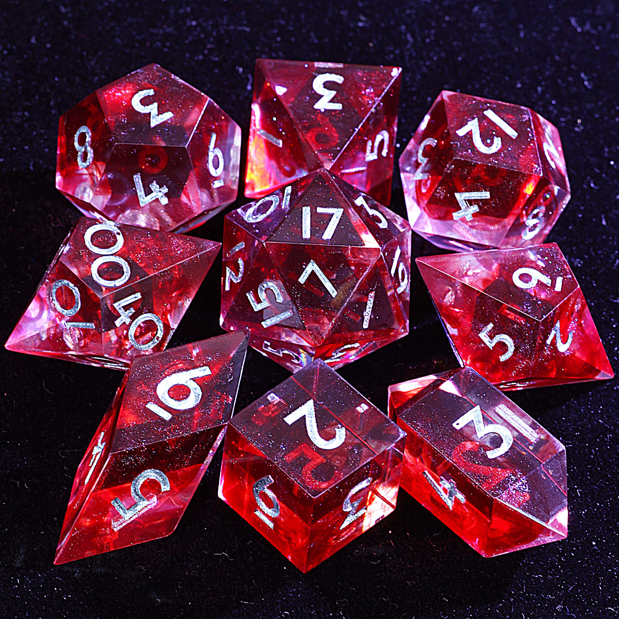 9 Polyhedral Resin Dice Sets DD Blood Cloud Cataclysm - Dice of Dragons