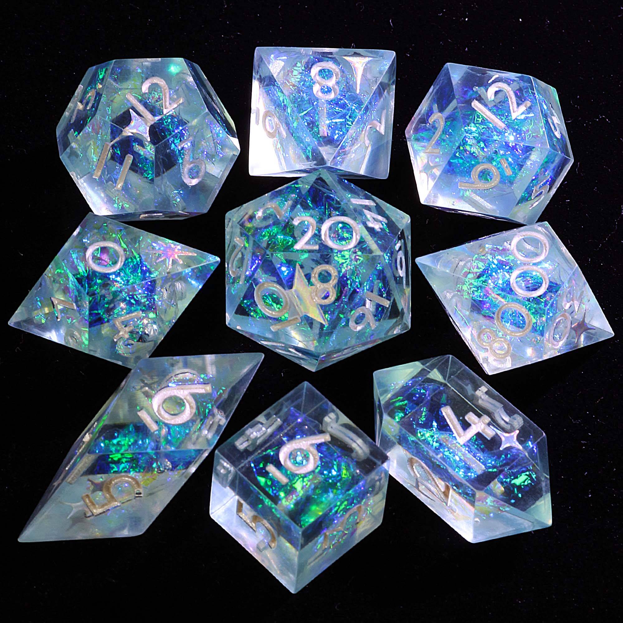 9 Polyhedral Resin Dice Sets DD Celestial Stone Oath - Dice of Dragons
