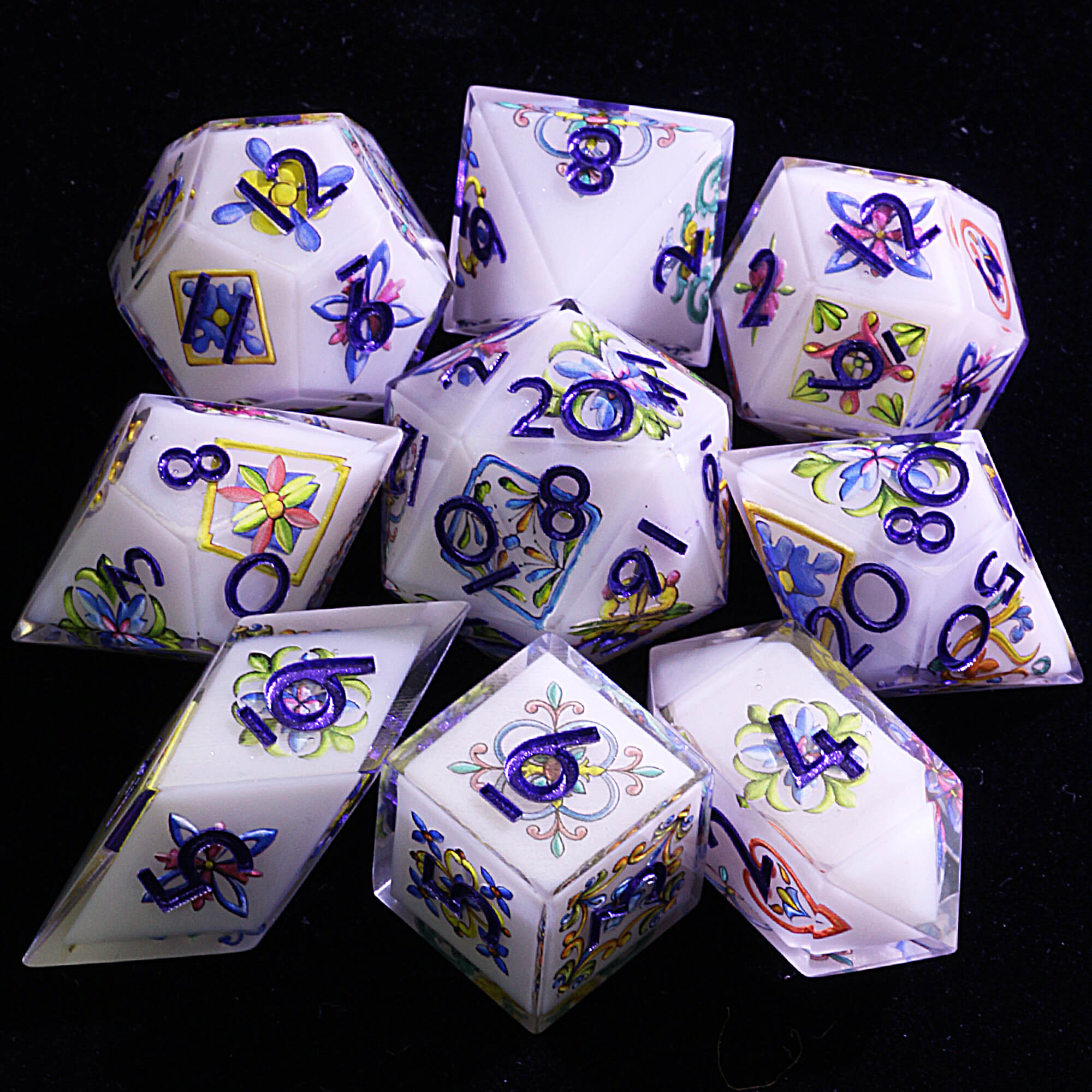 9 Polyhedral Resin Dice Sets D&D Fey Garden