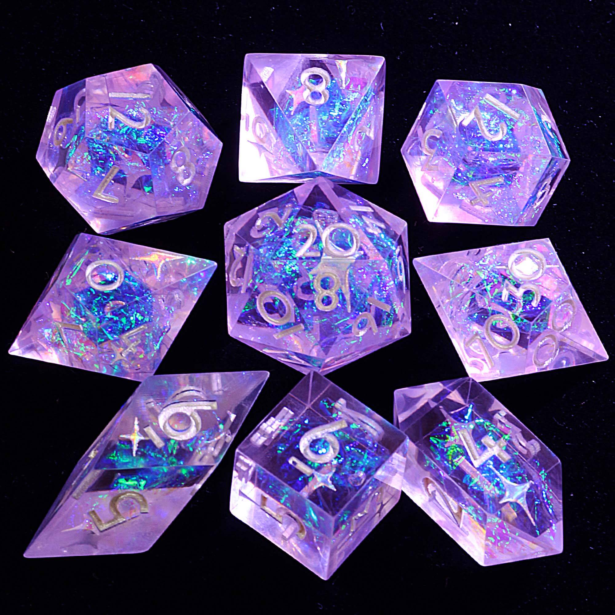 9 Polyhedral Resin Dice Sets D&D Nebula Oath Mirage - Dice of Dragons