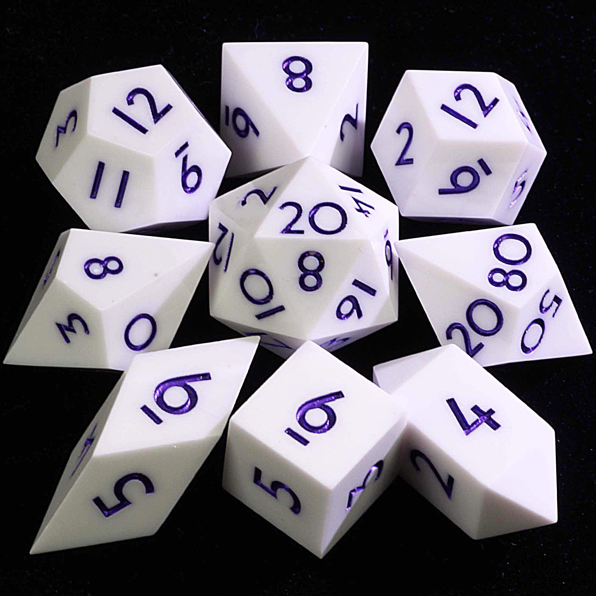 9 Polyhedral Resin Dice Sets DnD White - Dice of Dragons