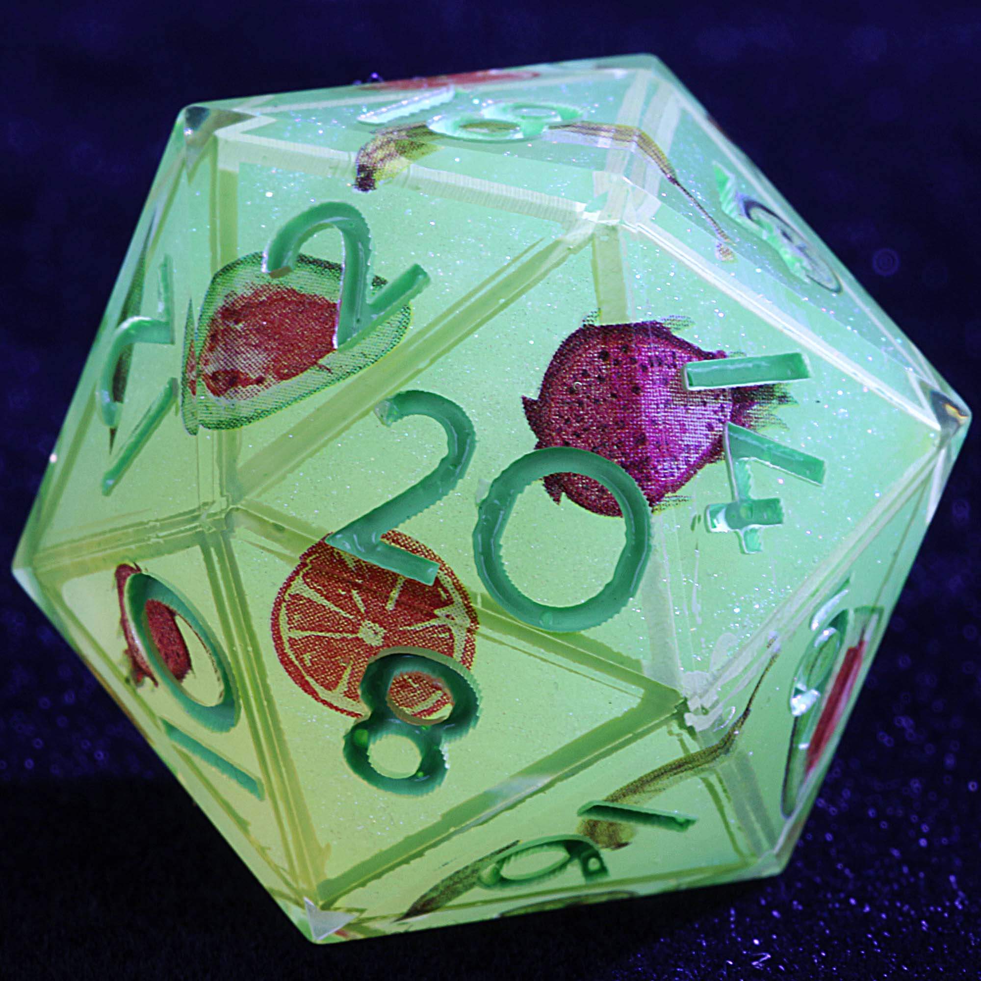 9 Polyhedral Resin D&D Set Dice Fruit Carnival Sugar - Dice of Dragons