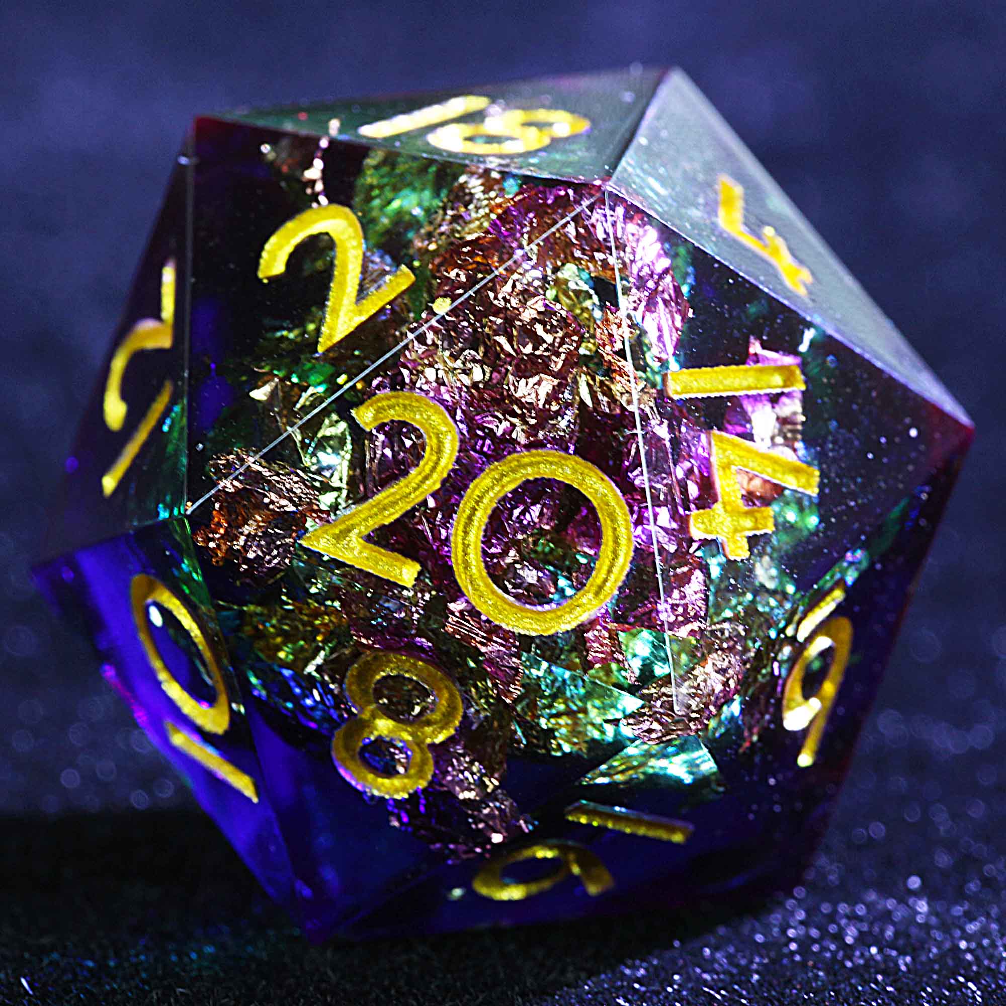 9 Polyhedral Resin DnD Set Dice Trinity Foil Mirage - Dice of Dragons