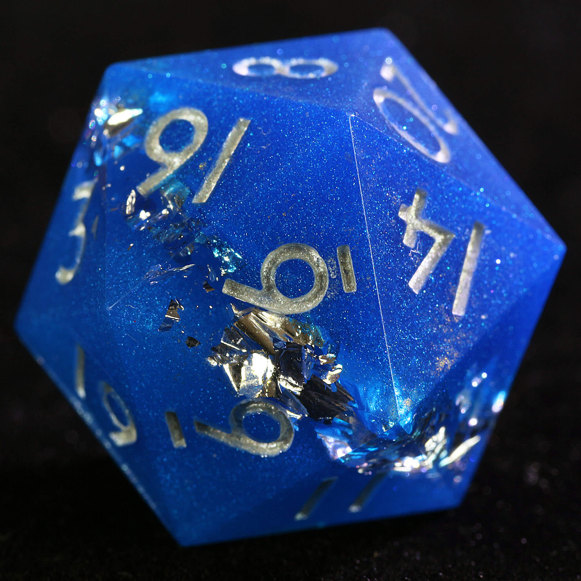 9 Polyhedral Resin D&D Set of Dice Hadrian Stratum Silver - Dice of Dragons