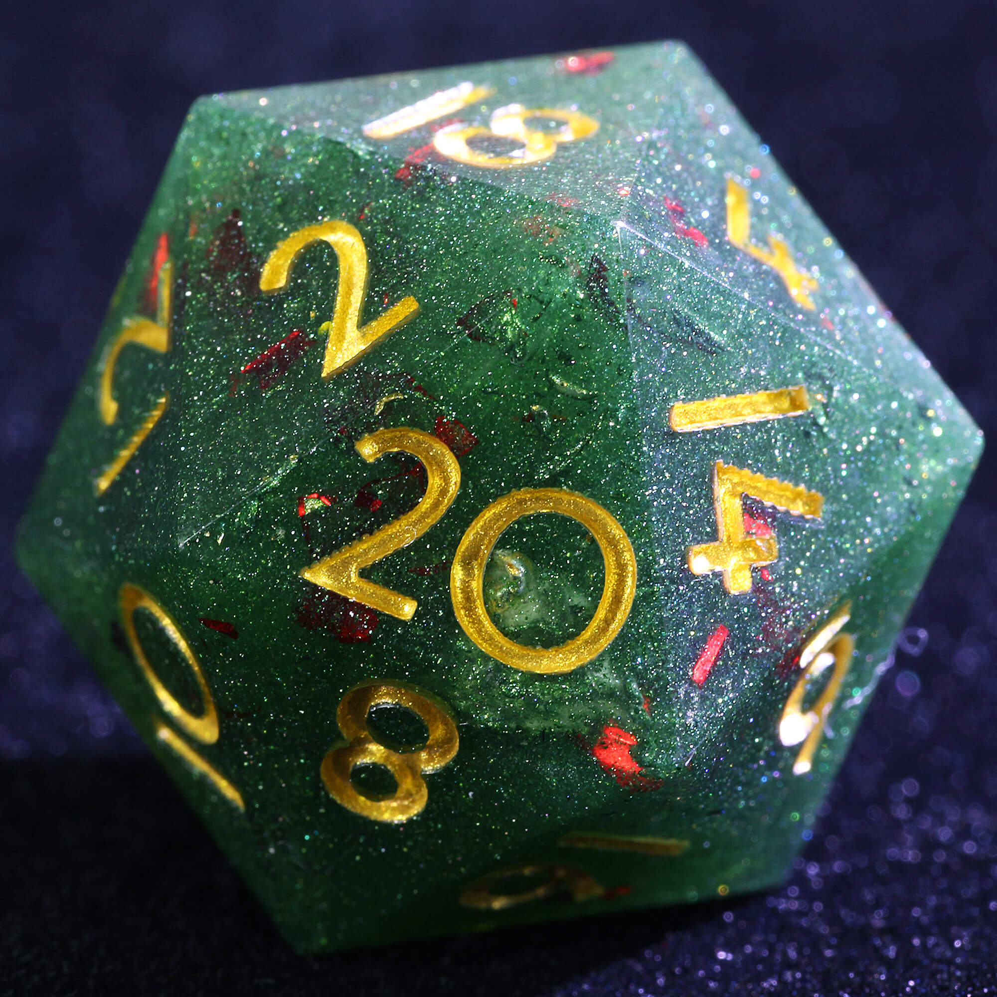 9 Polyhedral Resin D&D Sets of Dice Jade Blood Foil - Dice of Dragons