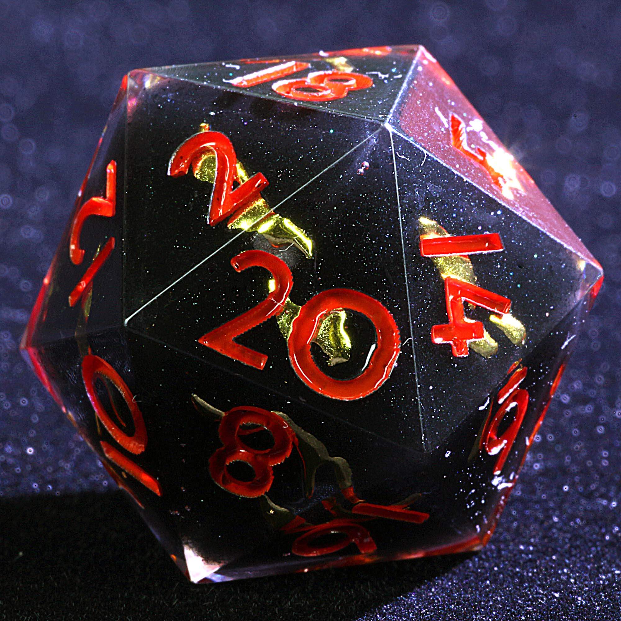 9 Polyhedral Resin D&D Sets of Dice Obsidian Glyph Mirage - Dice of Dragons