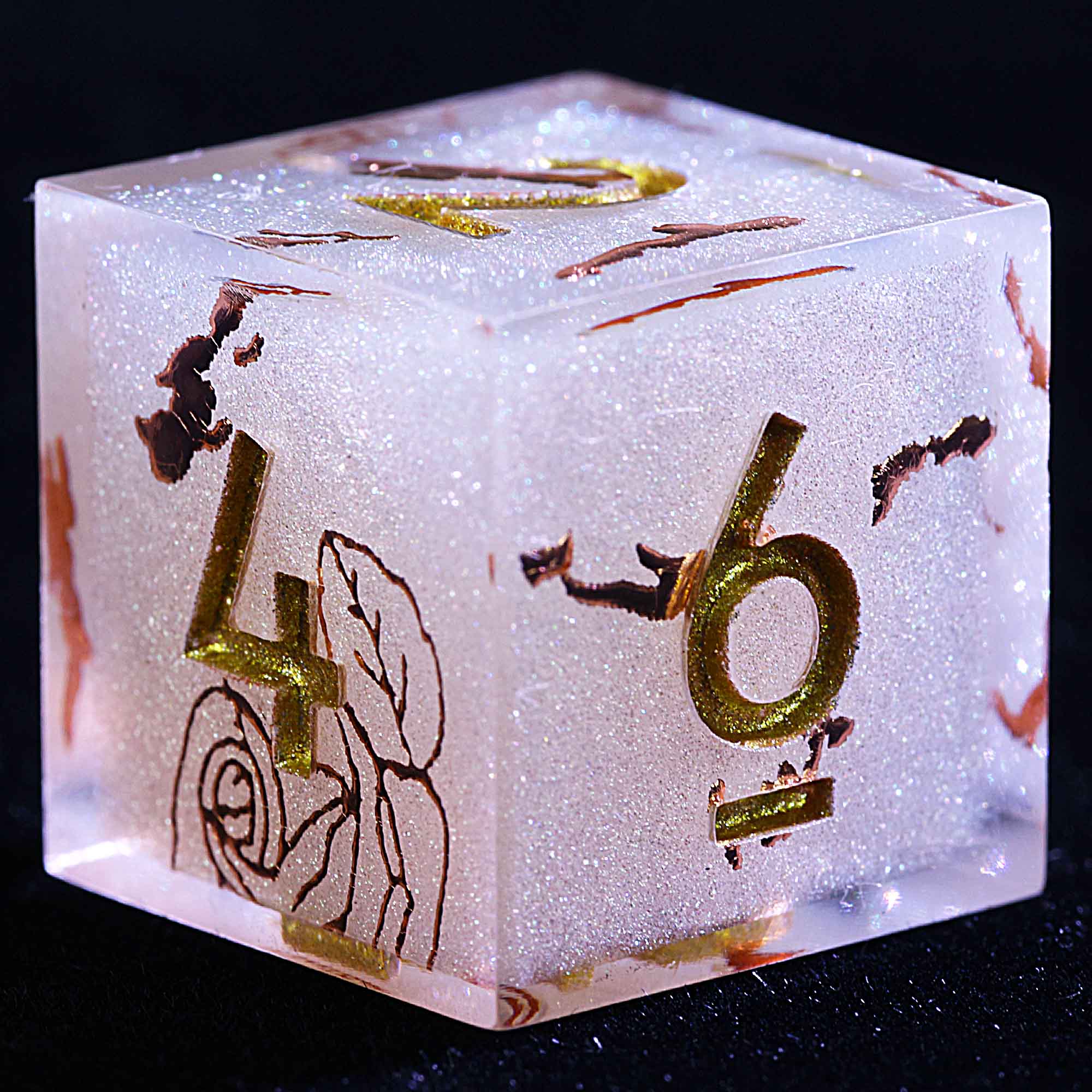 9 Polyhedral Resin D&D Set Dice Aurora Rose Glyph - Dice of Dragons