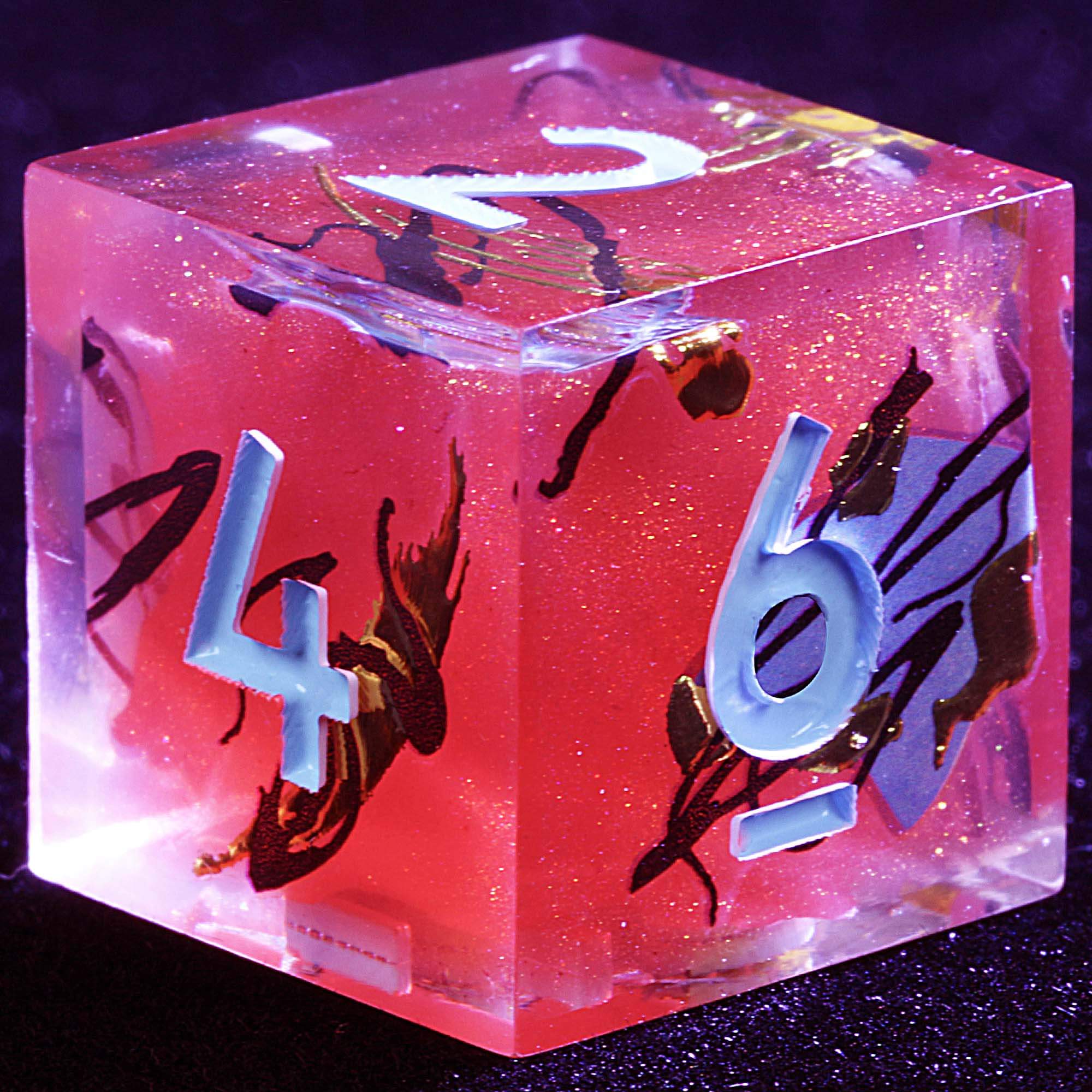 9 Polyhedral Resin DnD Sets Dice Neon Watermelon Chroma - Dice of Dragons