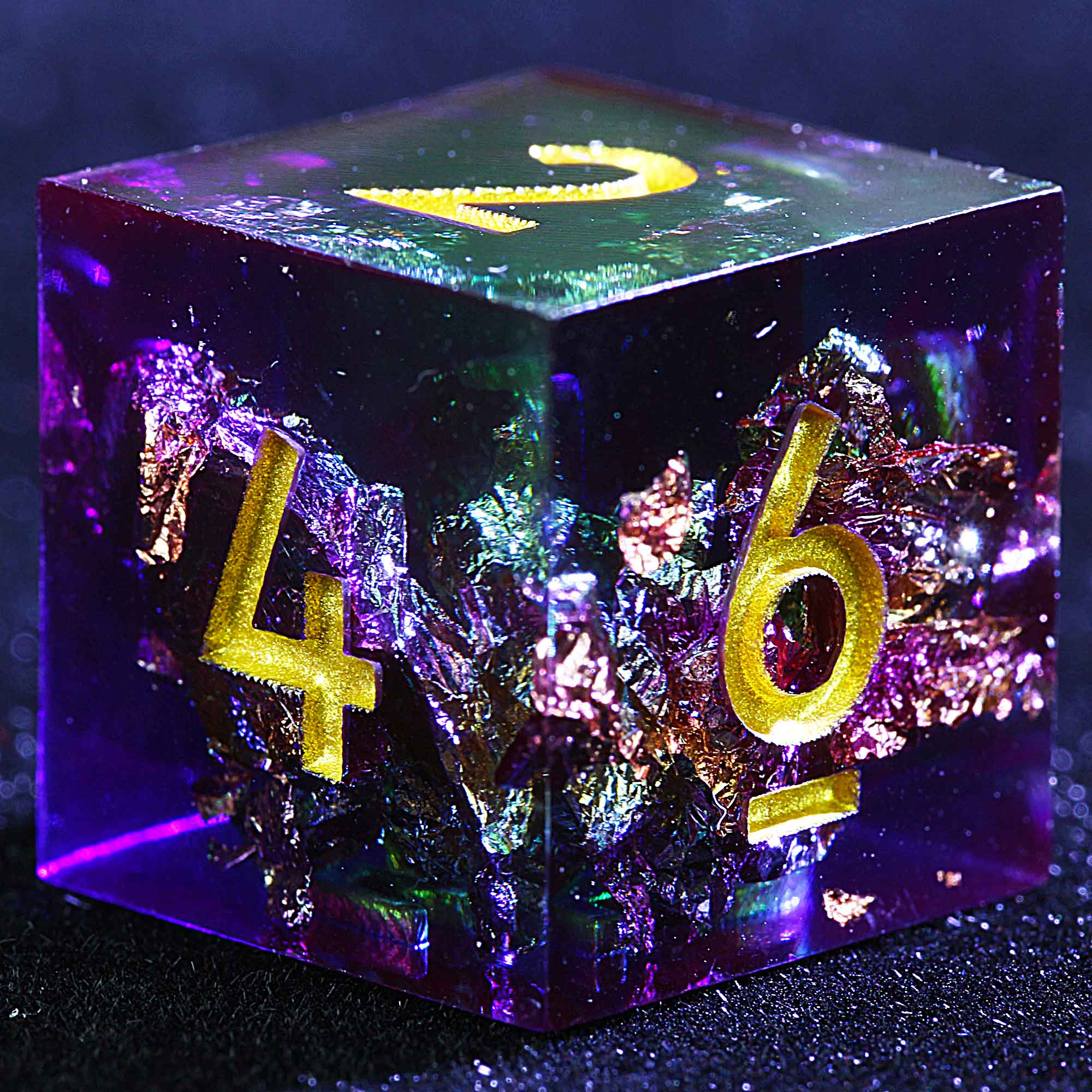 9 Polyhedral Resin DnD Set Dice Trinity Foil Mirage - Dice of Dragons