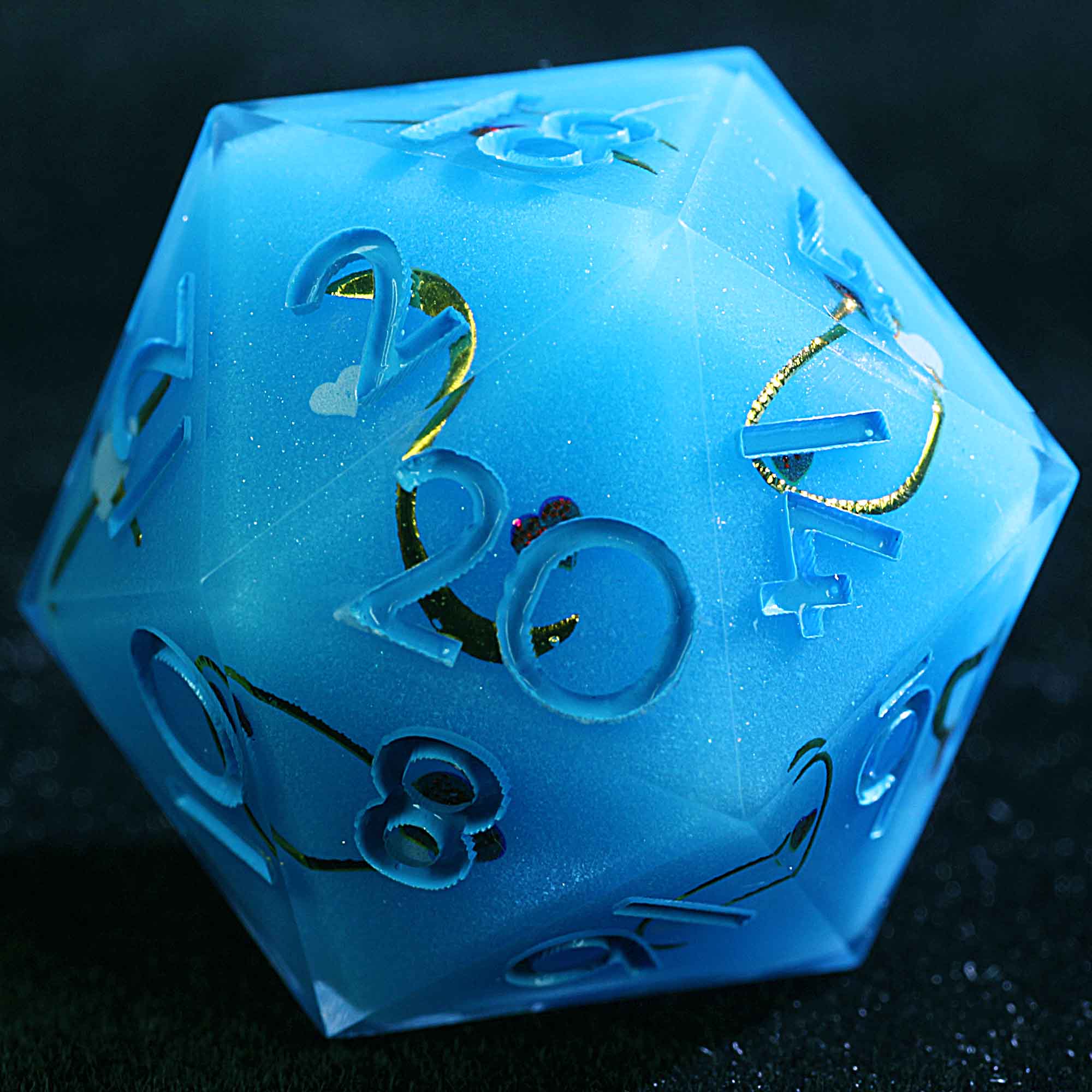 9 Polyhedral Resin D&D Dice Set Azure Heart Oath - Dice of Dragons