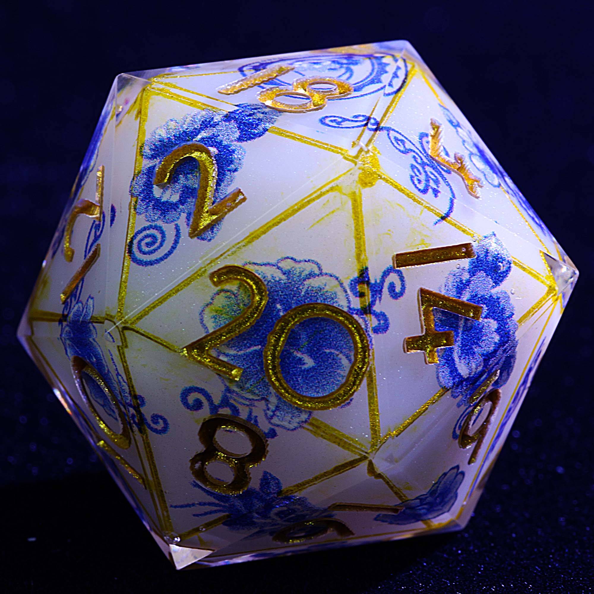 9 Polyhedral Resin DnD Dice Set Imperial Blue Decree - Dice of Dragons