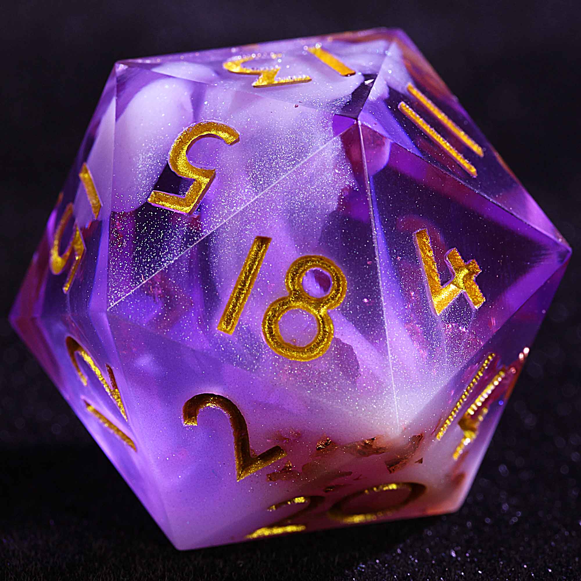 9 Polyhedral Resin DnD Dice Sets Violet Cloud Mirage