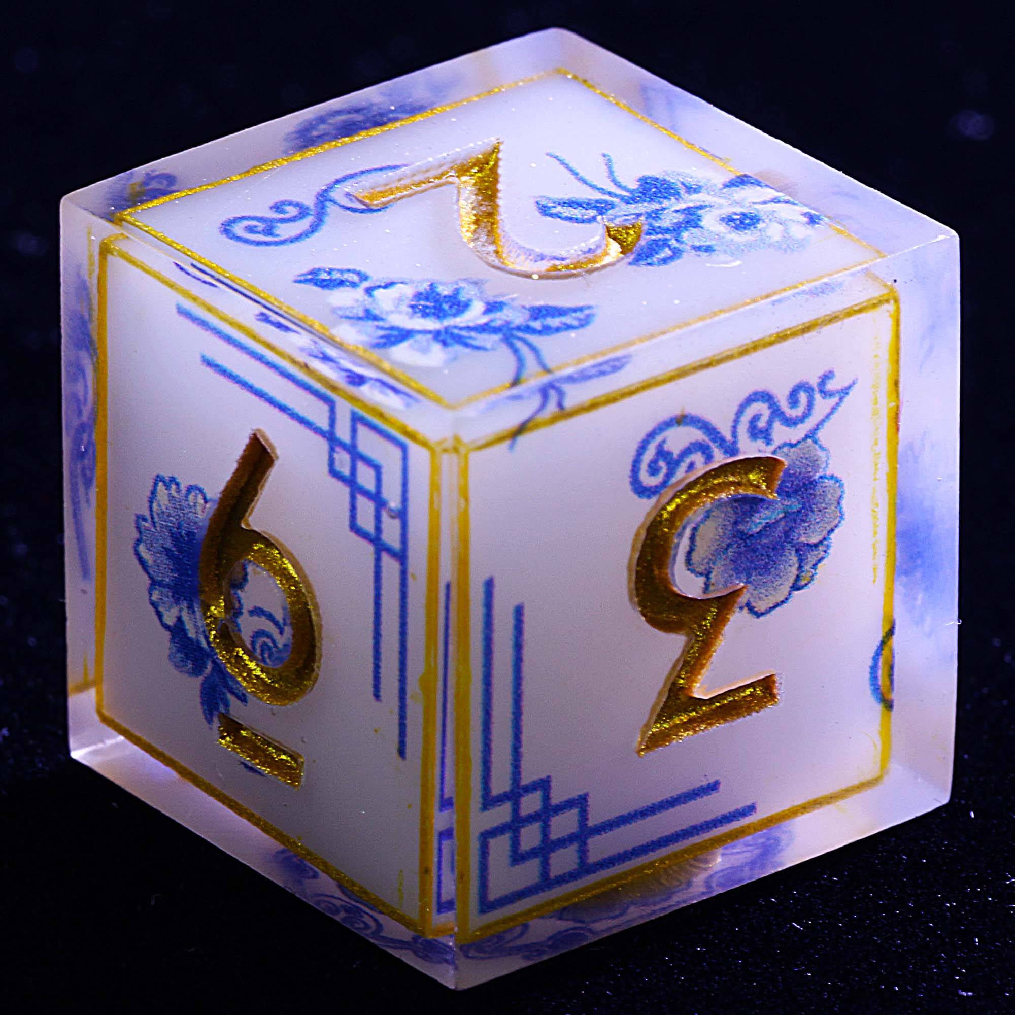 9 Polyhedral Resin DnD Dice Set Imperial Blue Decree - Dice of Dragons