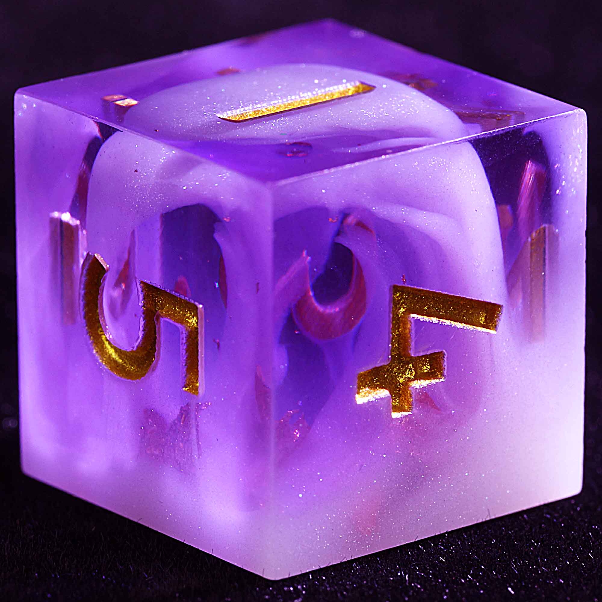9 Polyhedral Resin DnD Dice Sets Violet Cloud Mirage - Dice of Dragons