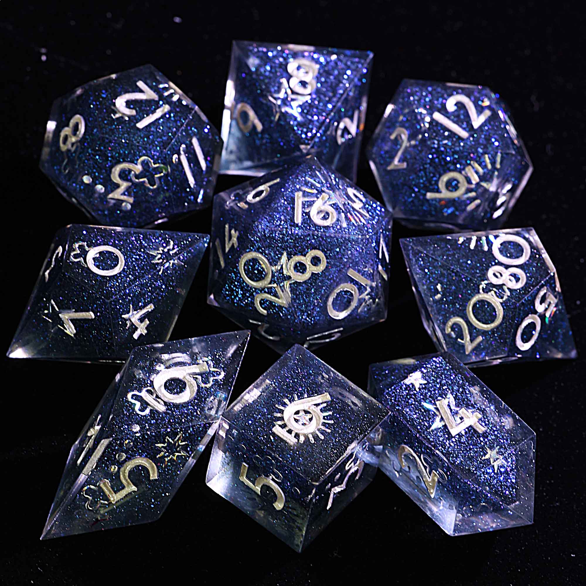 9 Polyhedral Resin DnD Dice Set Deep Space Universe