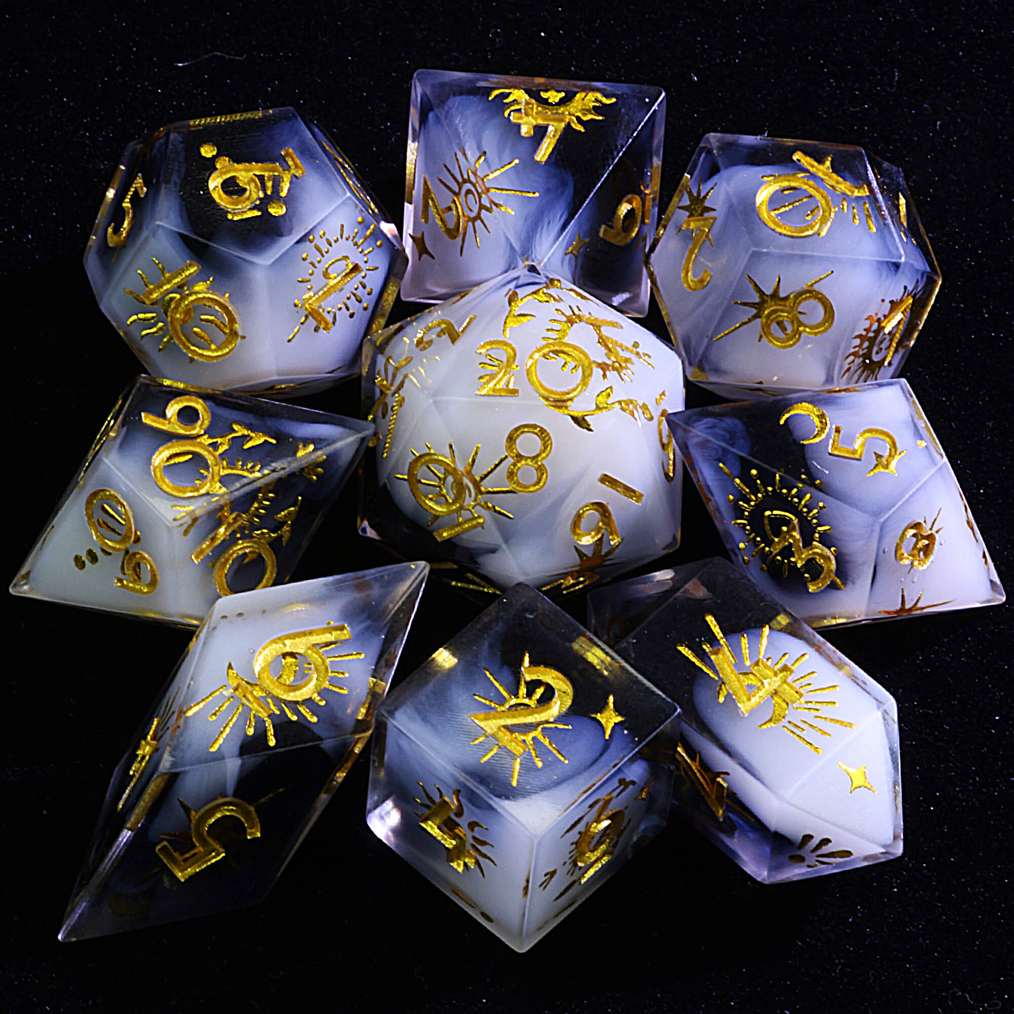 9 Polyhedral Resin D&D Dice Sets Holy Radiance
