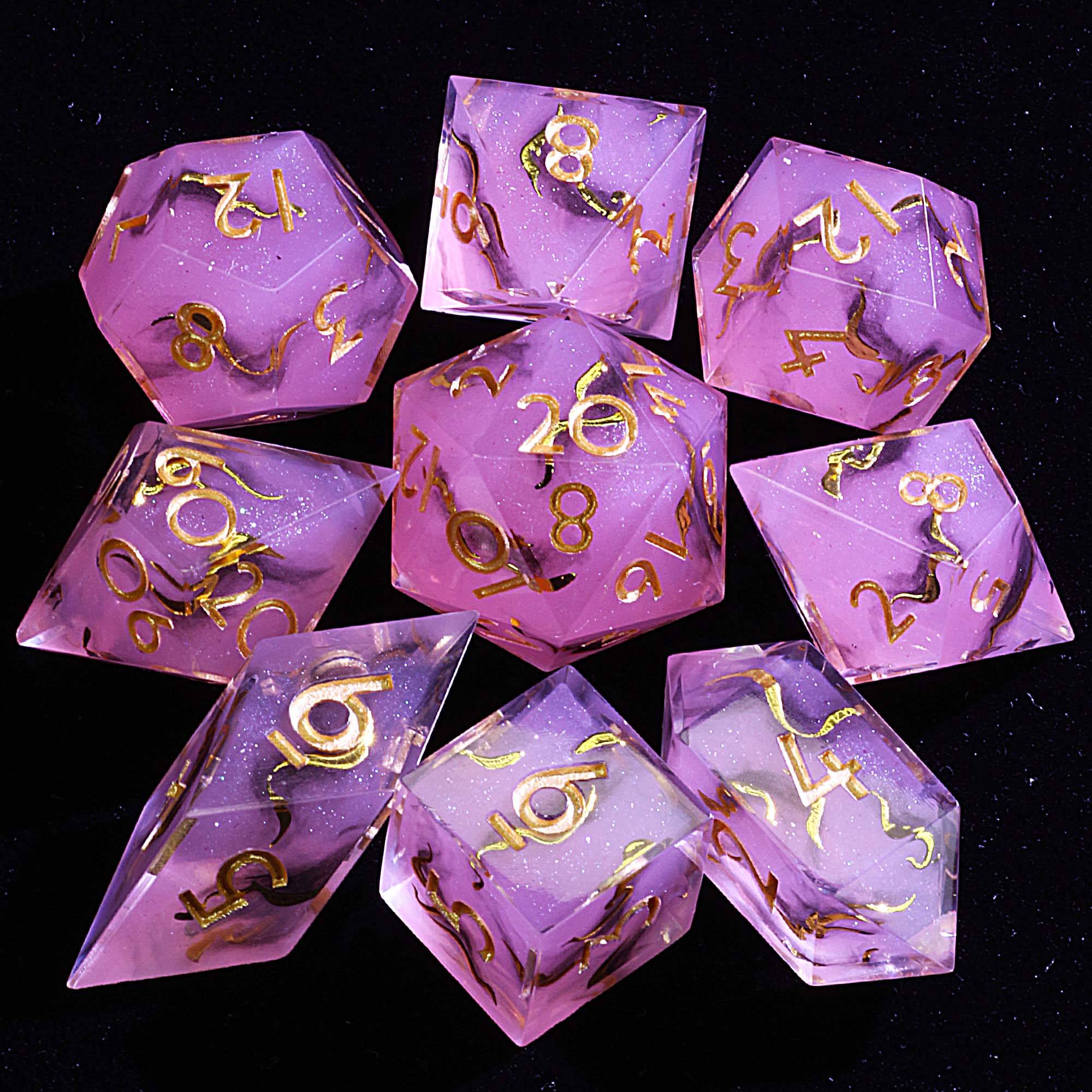 9 Polyhedral Resin D&D Set of Dice Crimson Mist Oath - Dice of Dragons