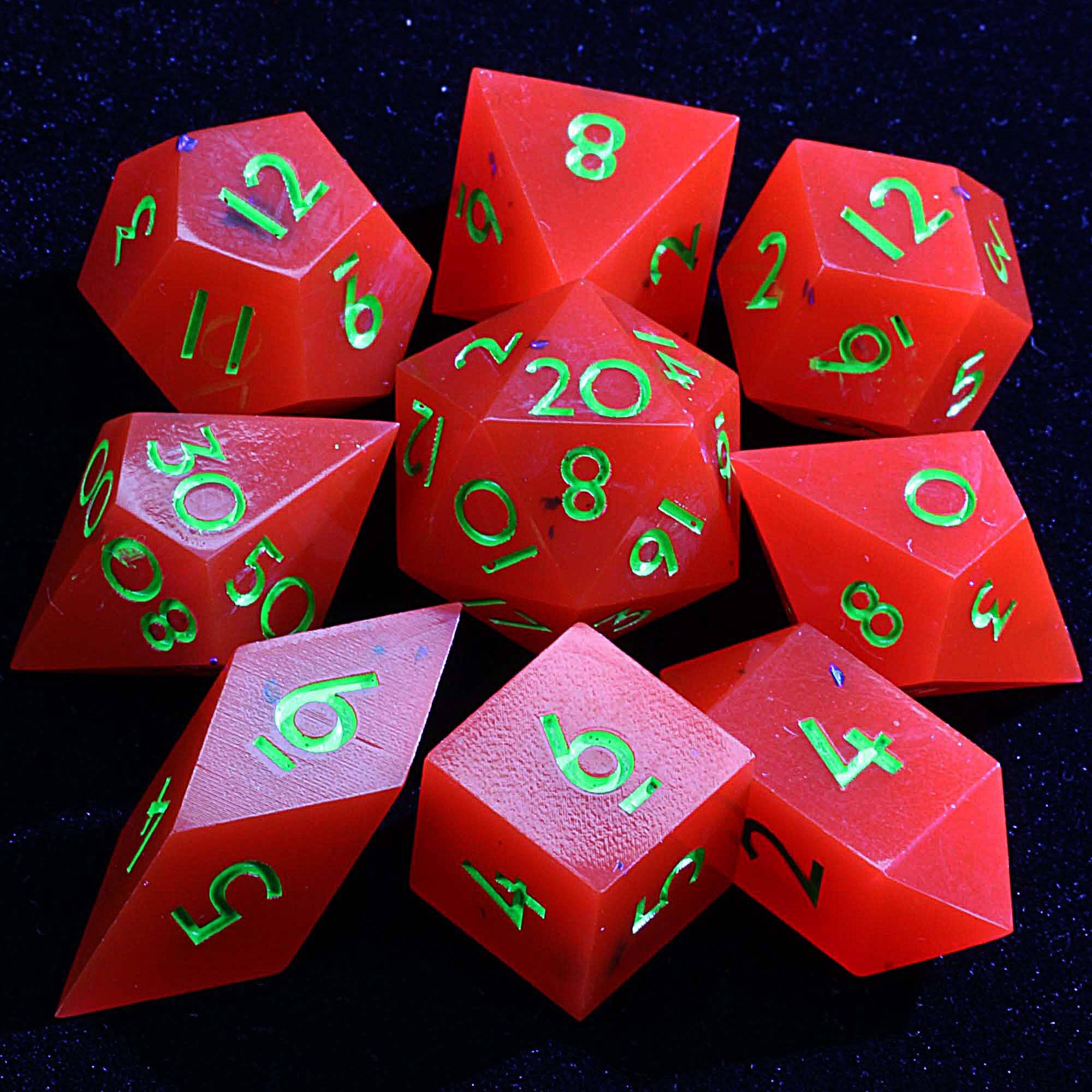 9 Polyhedral Resin DnD Sets Dice Red