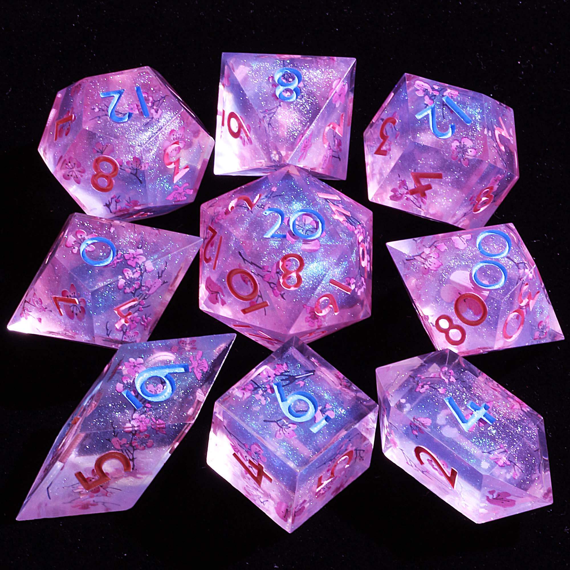 9 Polyhedral Resin D&D Sets Dice Sakura Pearl Mirage - Dice of Dragons