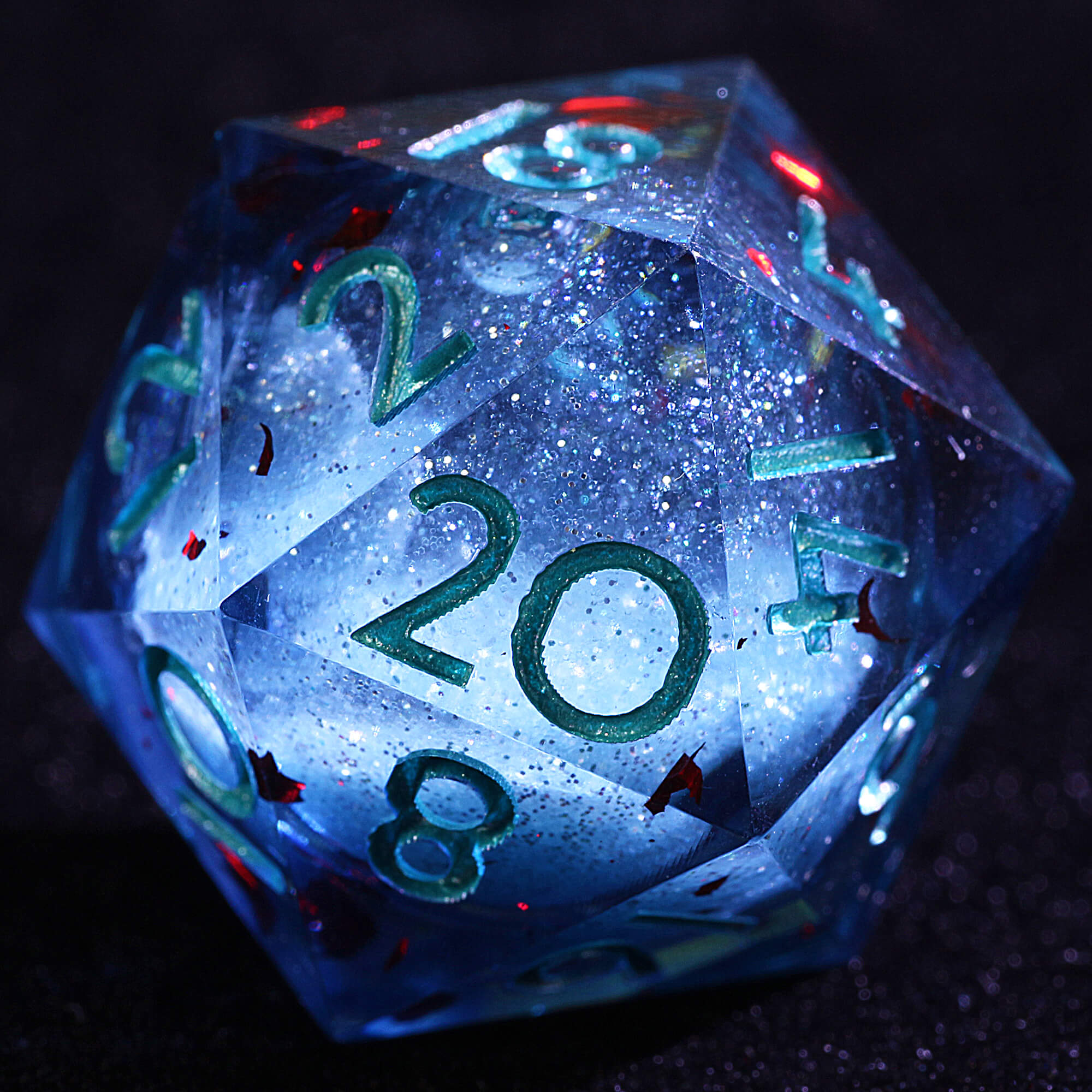 9 Polyhedral Resin Liquid Core Sets Dice D&D Azure Blood Tide - Dice of Dragons
