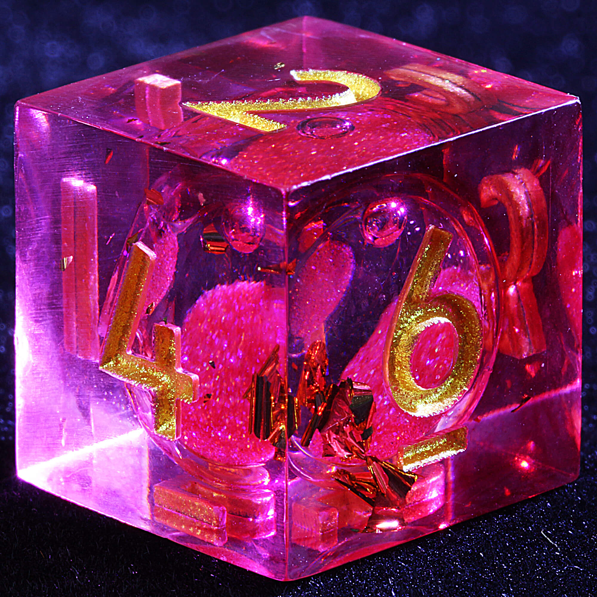 9 Polyhedral Resin Liquid Core Sets Dice D and D Crimson Sand Gold - Dice of Dragons