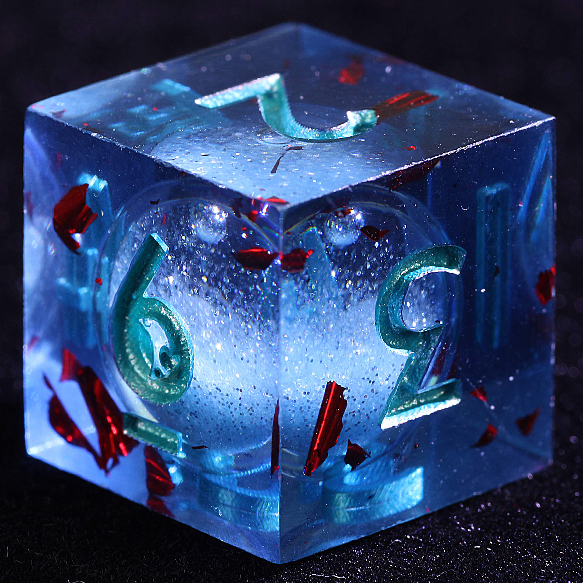 9 Polyhedral Resin Liquid Core Sets Dice D&D Azure Blood Tide - Dice of Dragons