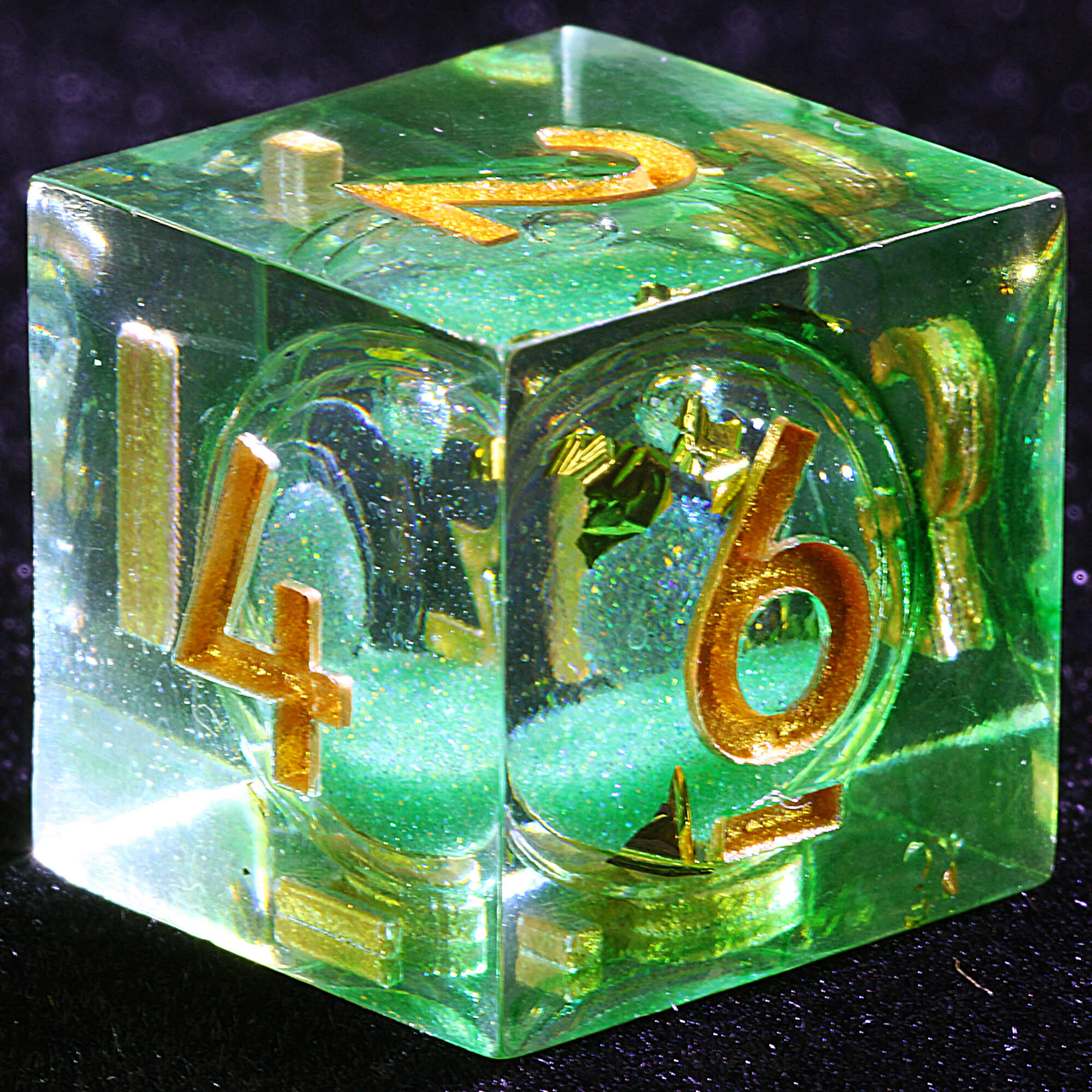 9 Polyhedral Resin Liquid Core Sets Dice D&D Jade Sand Gold - Dice of Dragons