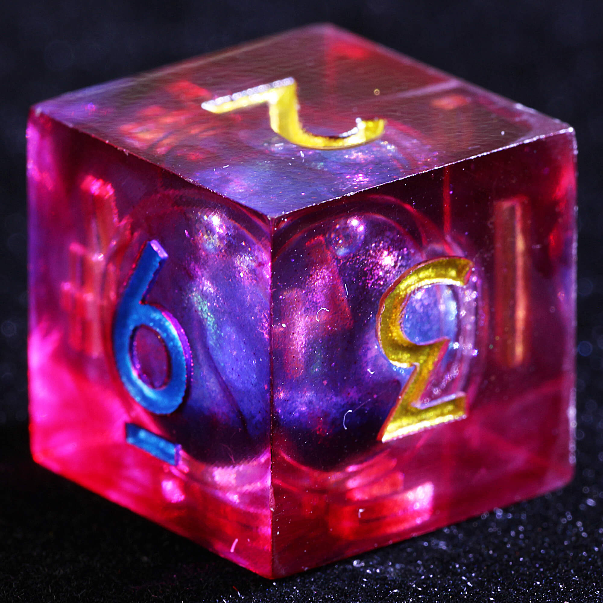 9 Polyhedral Resin Liquid Core Sets of Dice D and D Crimson Core Tide - Dice of Dragons
