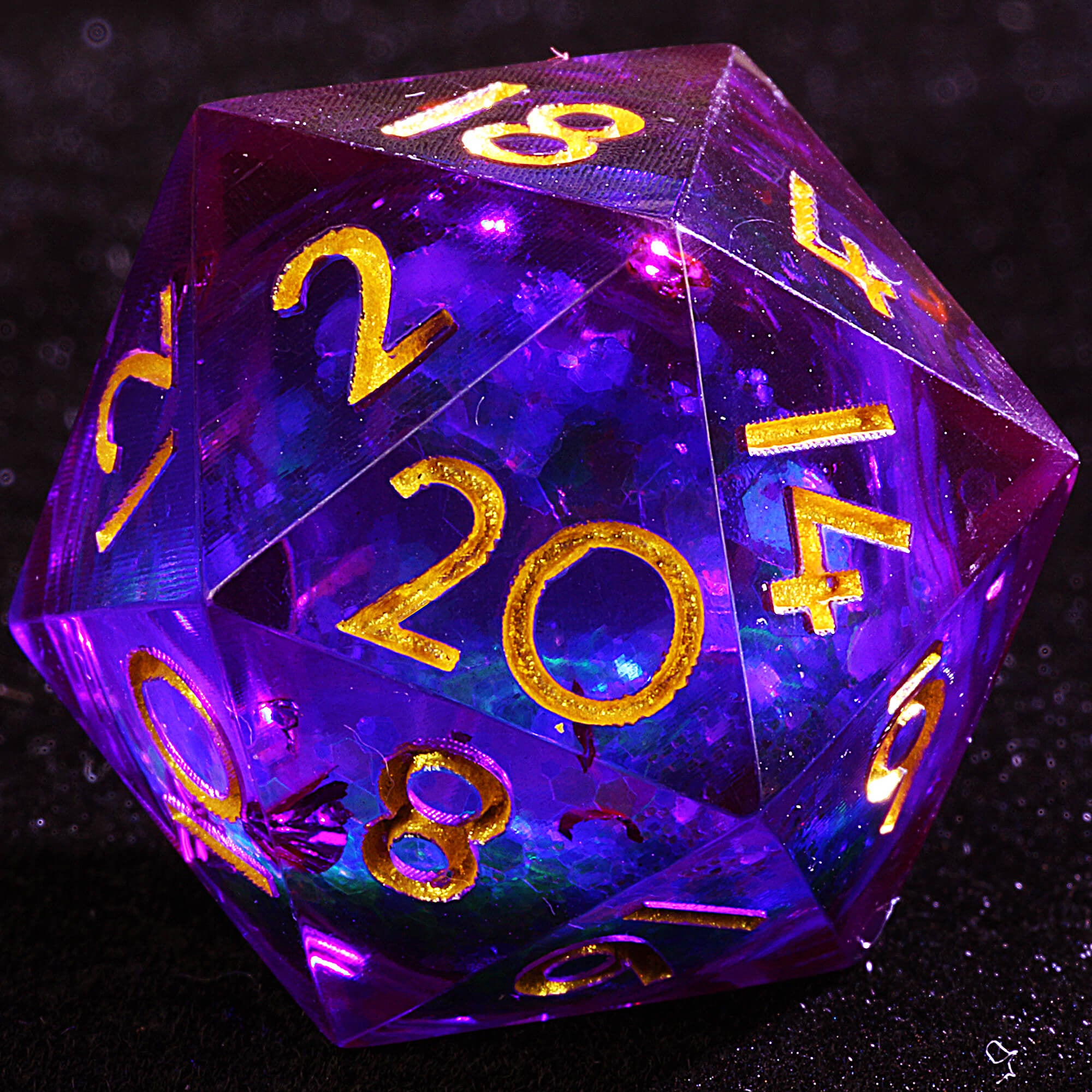 9 Polyhedral Resin Liquid Core DD Dice Sets Arcane Nebula