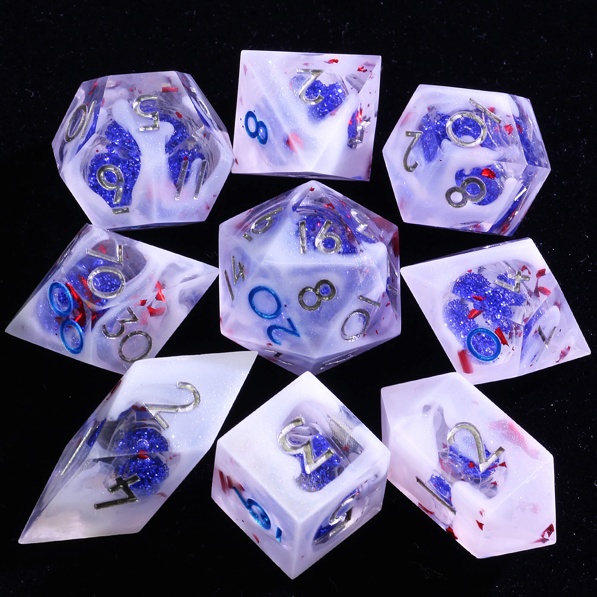 9 Polyhedral Resin Liquid Core DD Set of Dice Veiled Abyss - Dice of Dragons