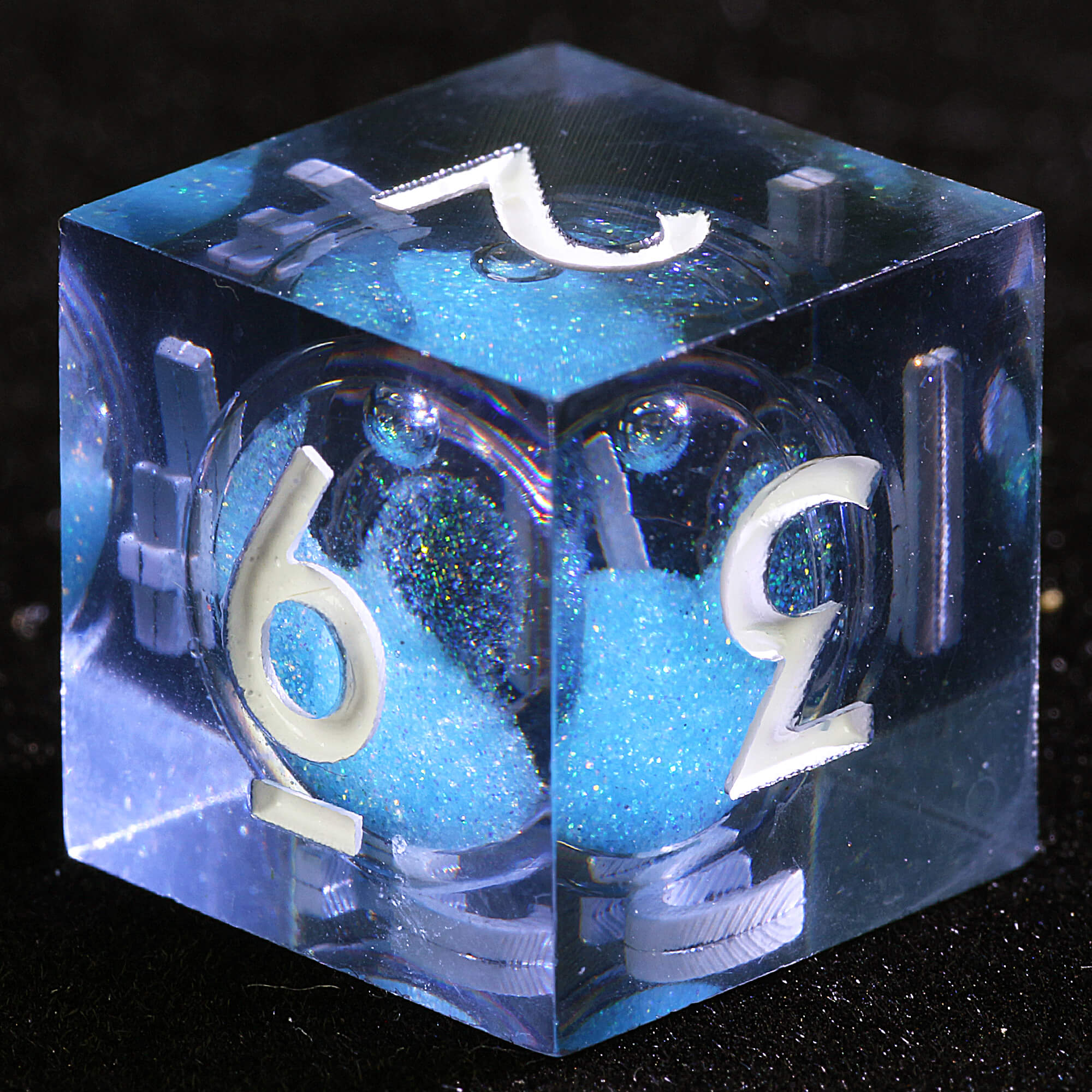 9 Polyhedral Resin Liquid Core Dice DD Set Rainbow Core Magma - Dice of Dragons