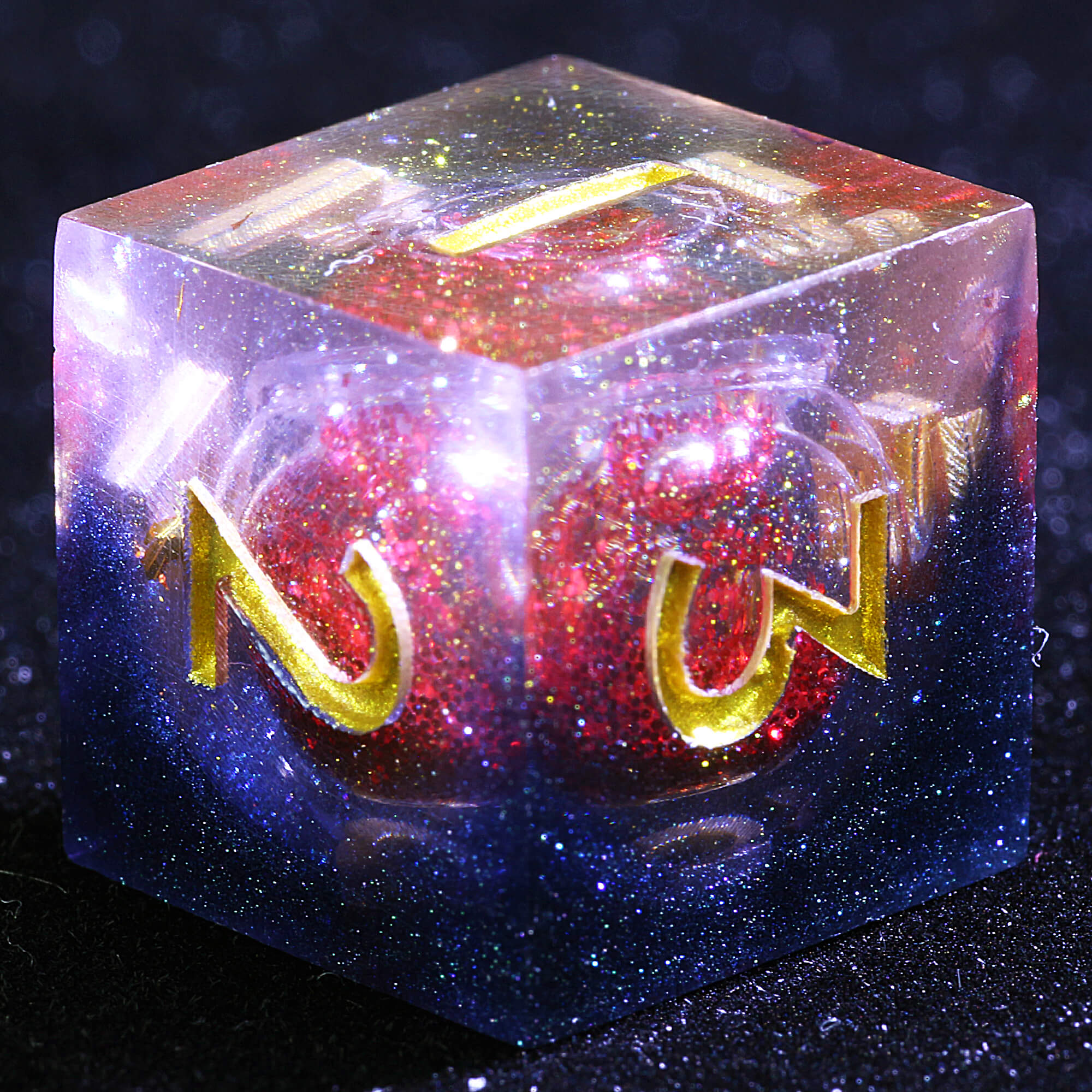 9 Polyhedral Resin Liquid Sets D and D Dice Crimson Core Shell - Dice of Dragons