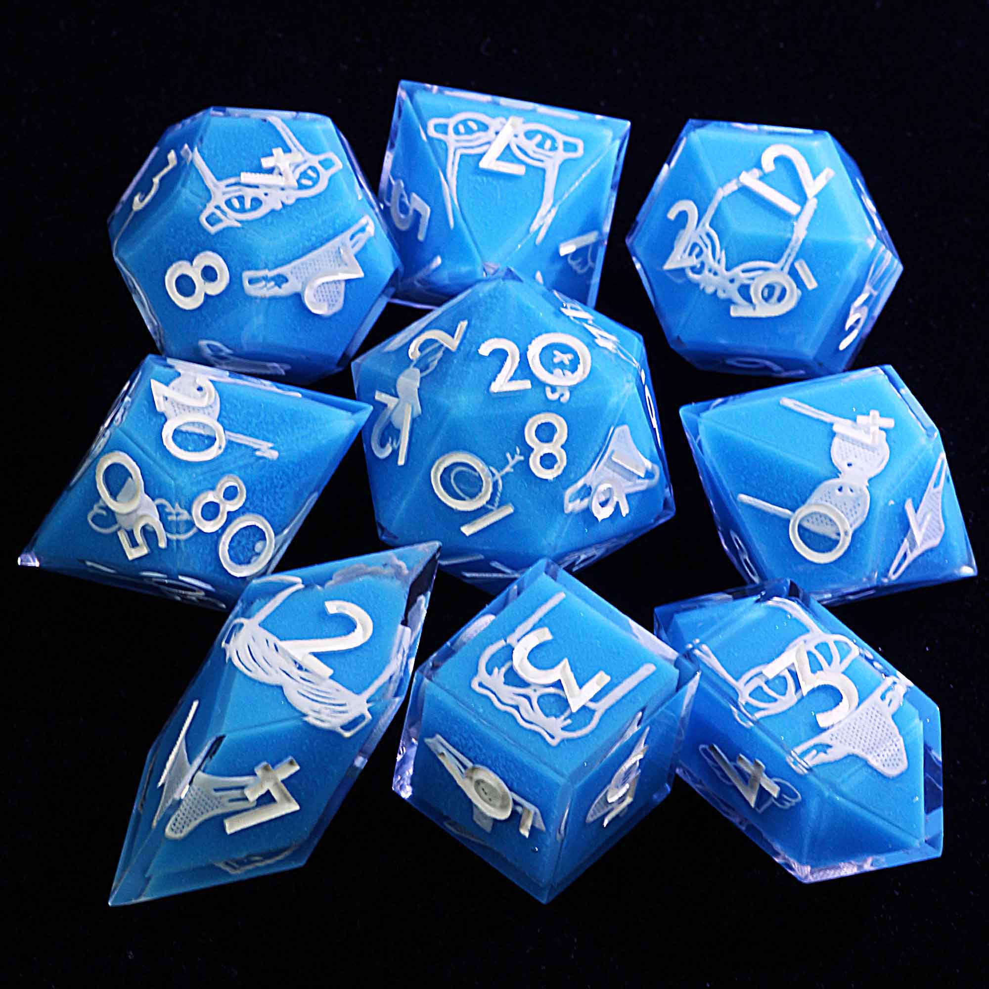 9 Polyhedral Resin Set of DnD Dice Beach Temptation - Dice of Dragons