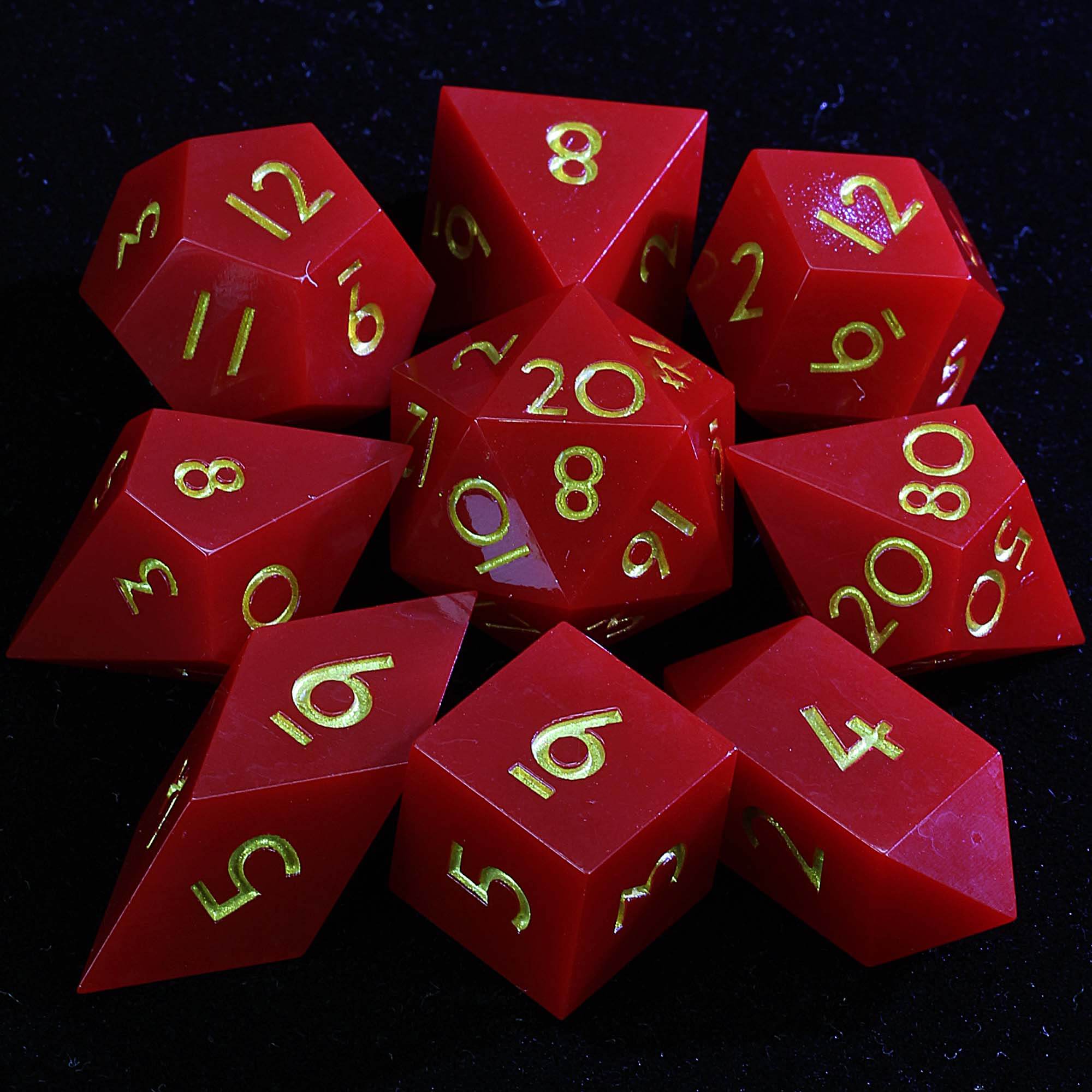 9 Polyhedral Resin Sets DD Dice Crimson Blade Scar - Dice of Dragons