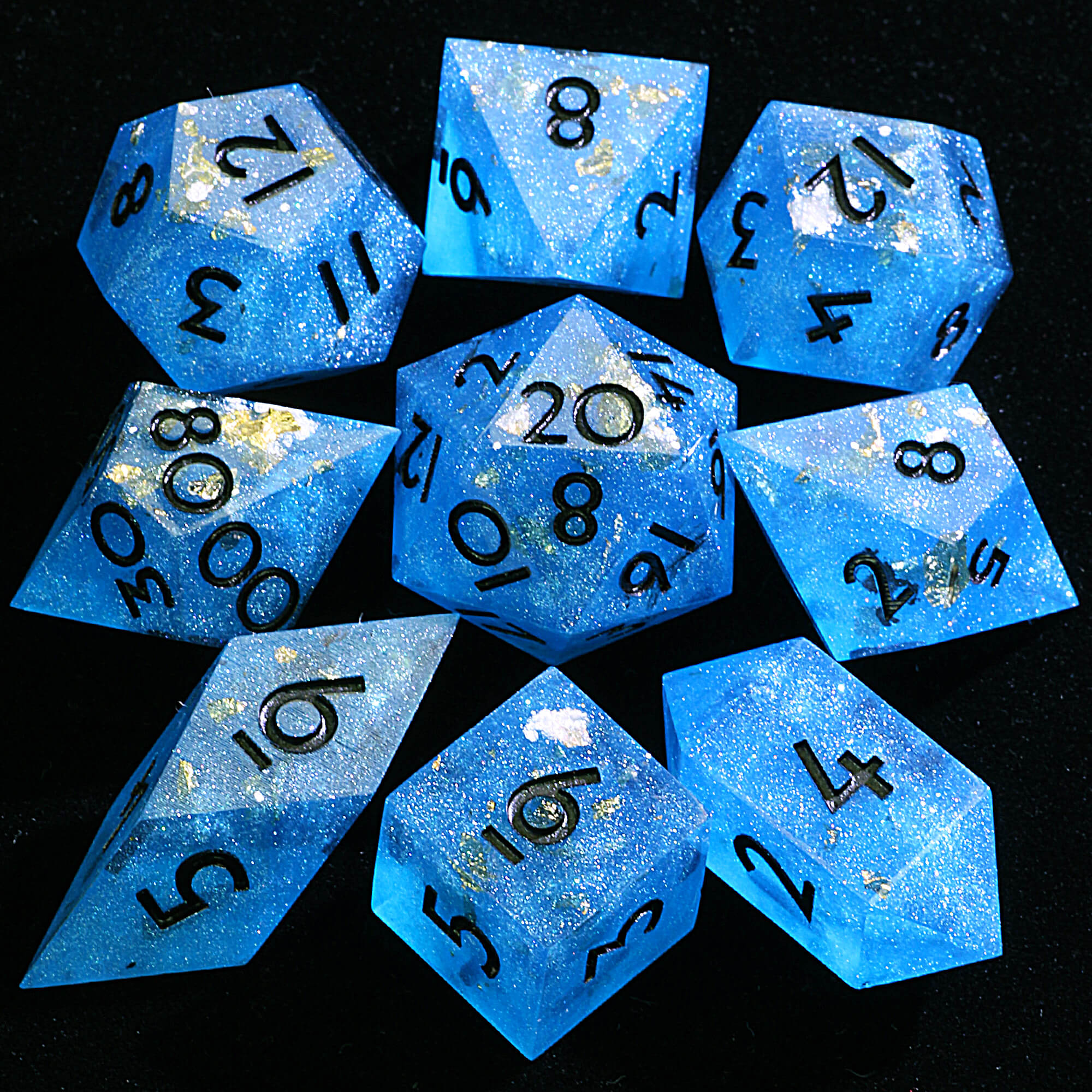 9 Polyhedral Resin Sets DD Dice Lake Gold Dust - Dice of Dragons